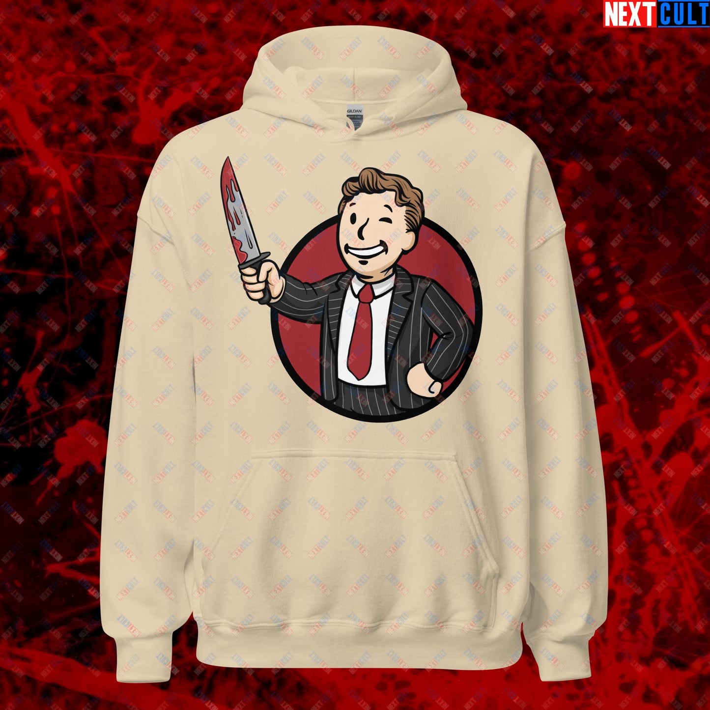 Psycho Boy American Psycho Vault Boy Fallout Funny Meme Cartoon Mashup Unisex Hoodie Next Cult Brand