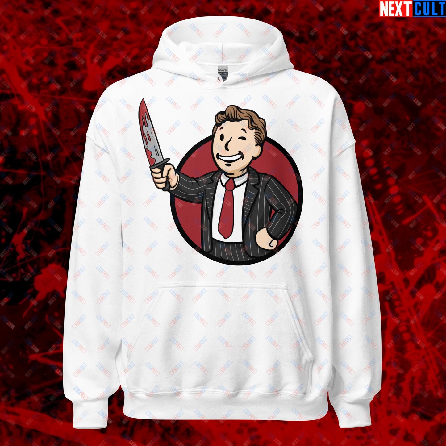 Psycho Boy American Psycho Vault Boy Fallout Funny Meme Cartoon Mashup Unisex Hoodie Next Cult Brand