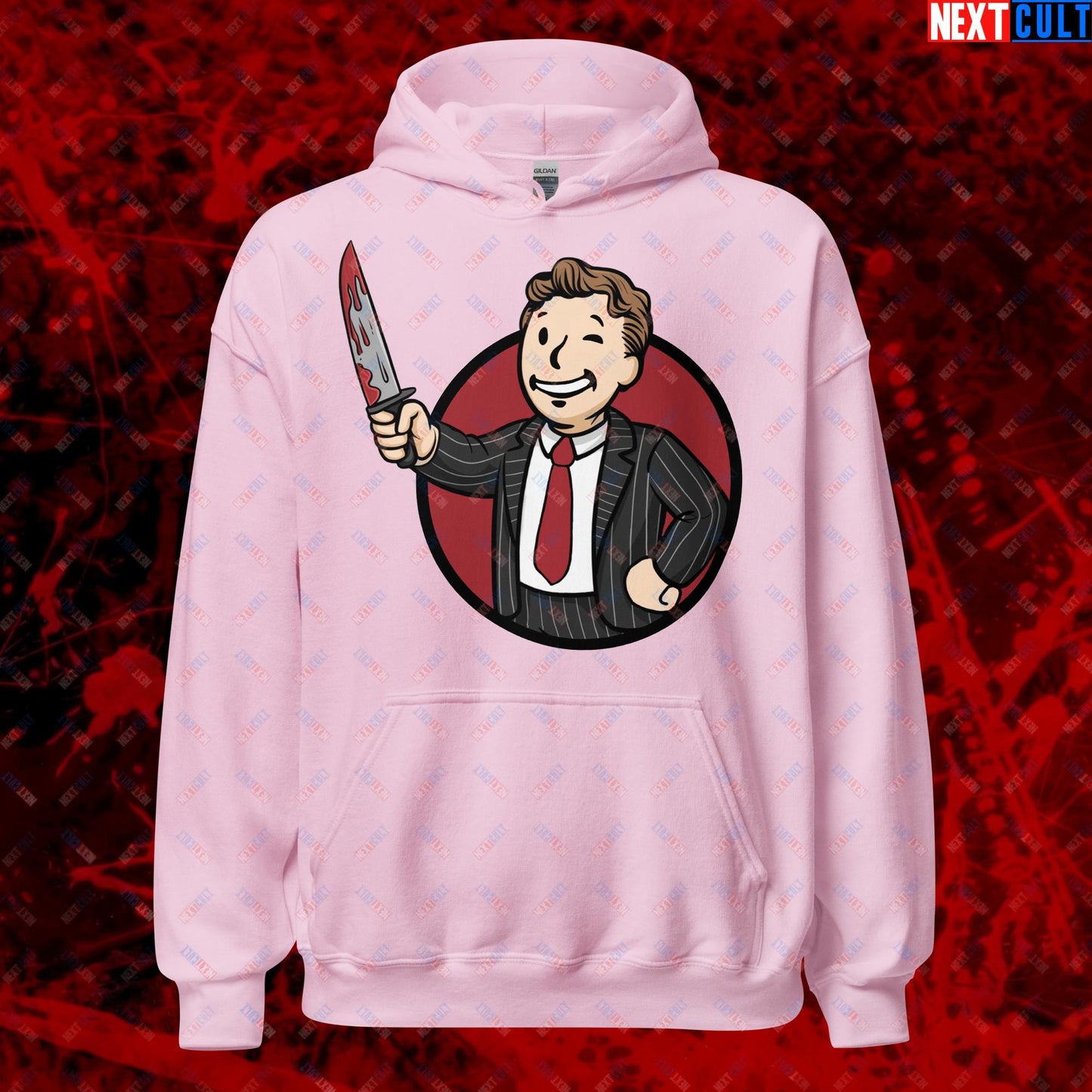 Psycho Boy American Psycho Vault Boy Fallout Funny Meme Cartoon Mashup Unisex Hoodie Next Cult Brand