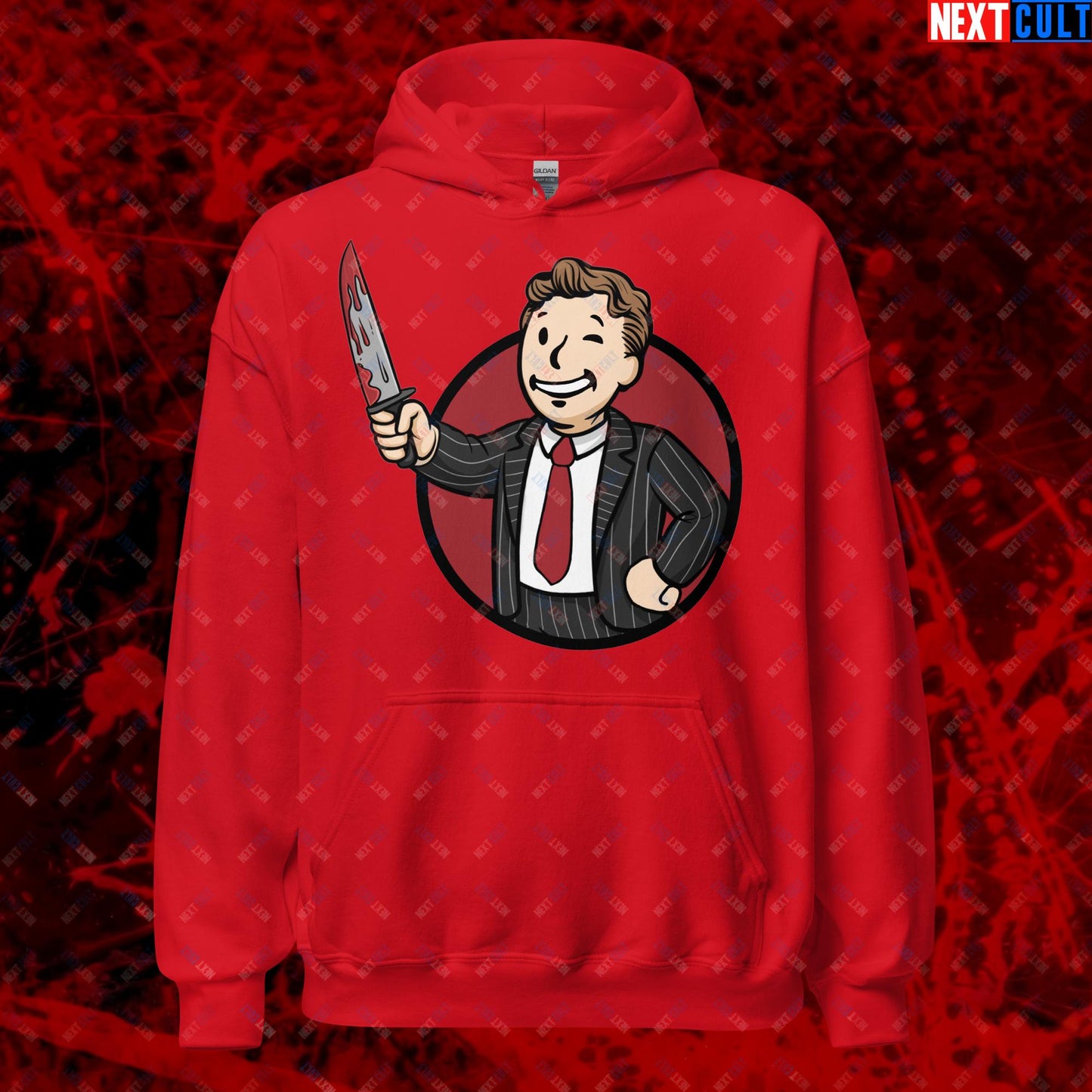 Psycho Boy American Psycho Vault Boy Fallout Funny Meme Cartoon Mashup Unisex Hoodie Next Cult Brand