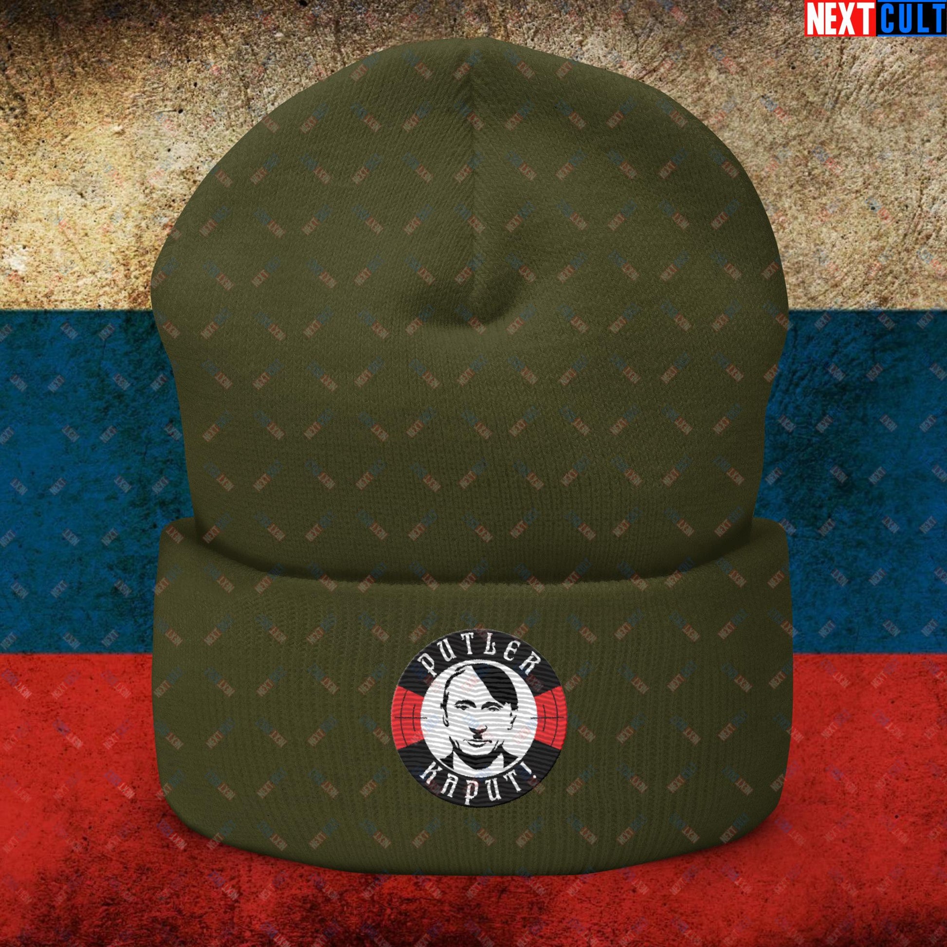 Putler Kaput Anti Vladimir Putin Cuffed Beanie Olive Hats Politics Vladimir Putin Next Cult Brand