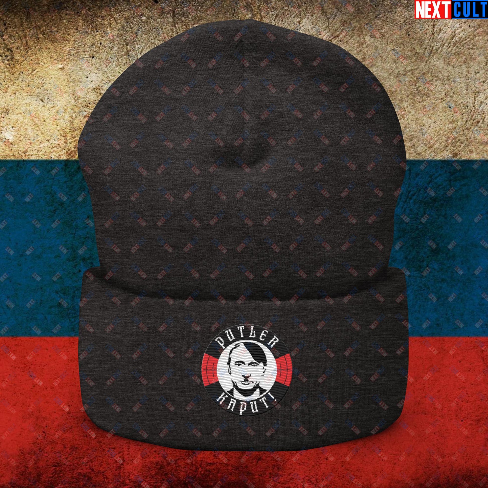 Putler Kaput Anti Vladimir Putin Cuffed Beanie Dark Grey Hats Politics Vladimir Putin Next Cult Brand