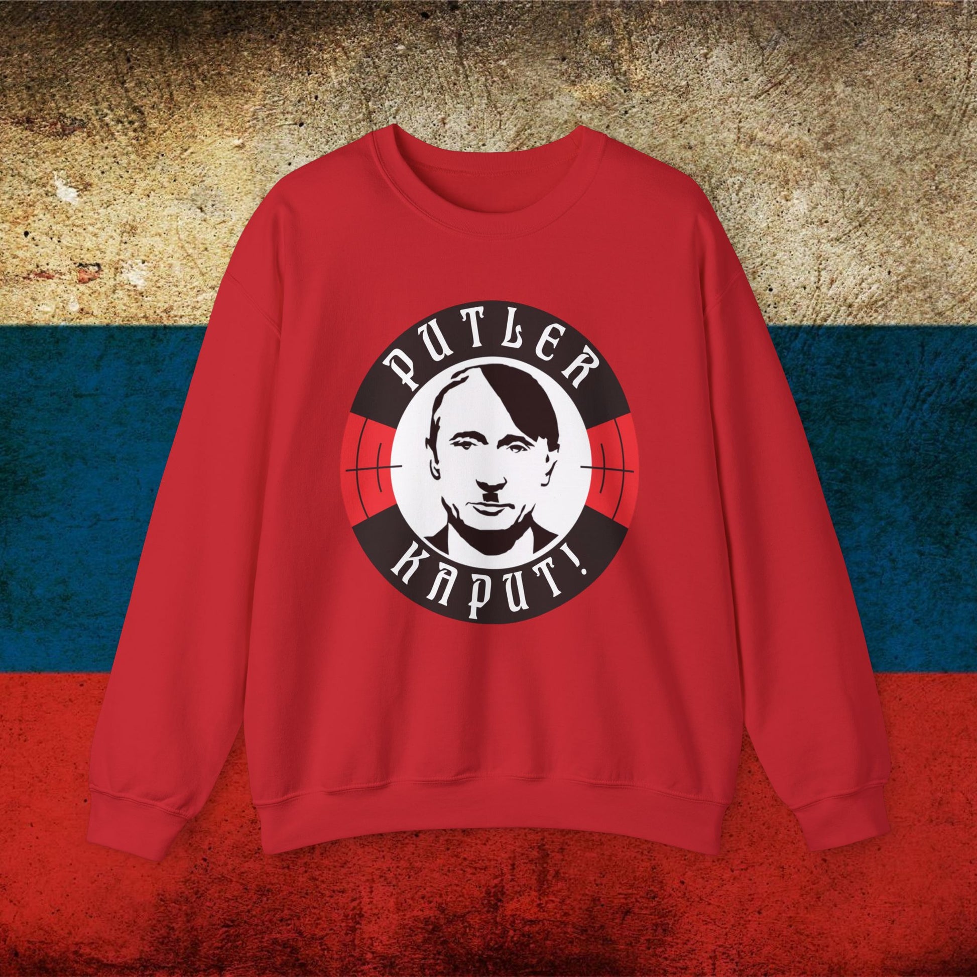 Putler Kaput Anti Vladimir Putin Unisex Heavy Blend Crewneck Sweatshirt Red Sweatshirts Politics Vladimir Putin Printify