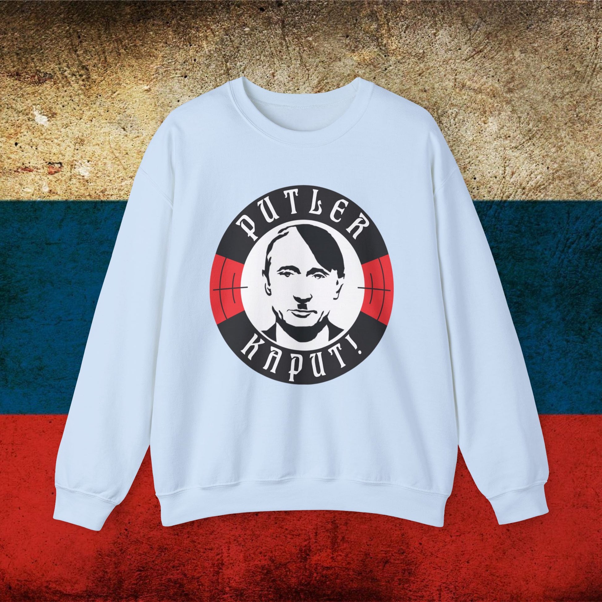 Putler Kaput Anti Vladimir Putin Unisex Heavy Blend Crewneck Sweatshirt Light Blue Sweatshirts Politics Vladimir Putin Printify