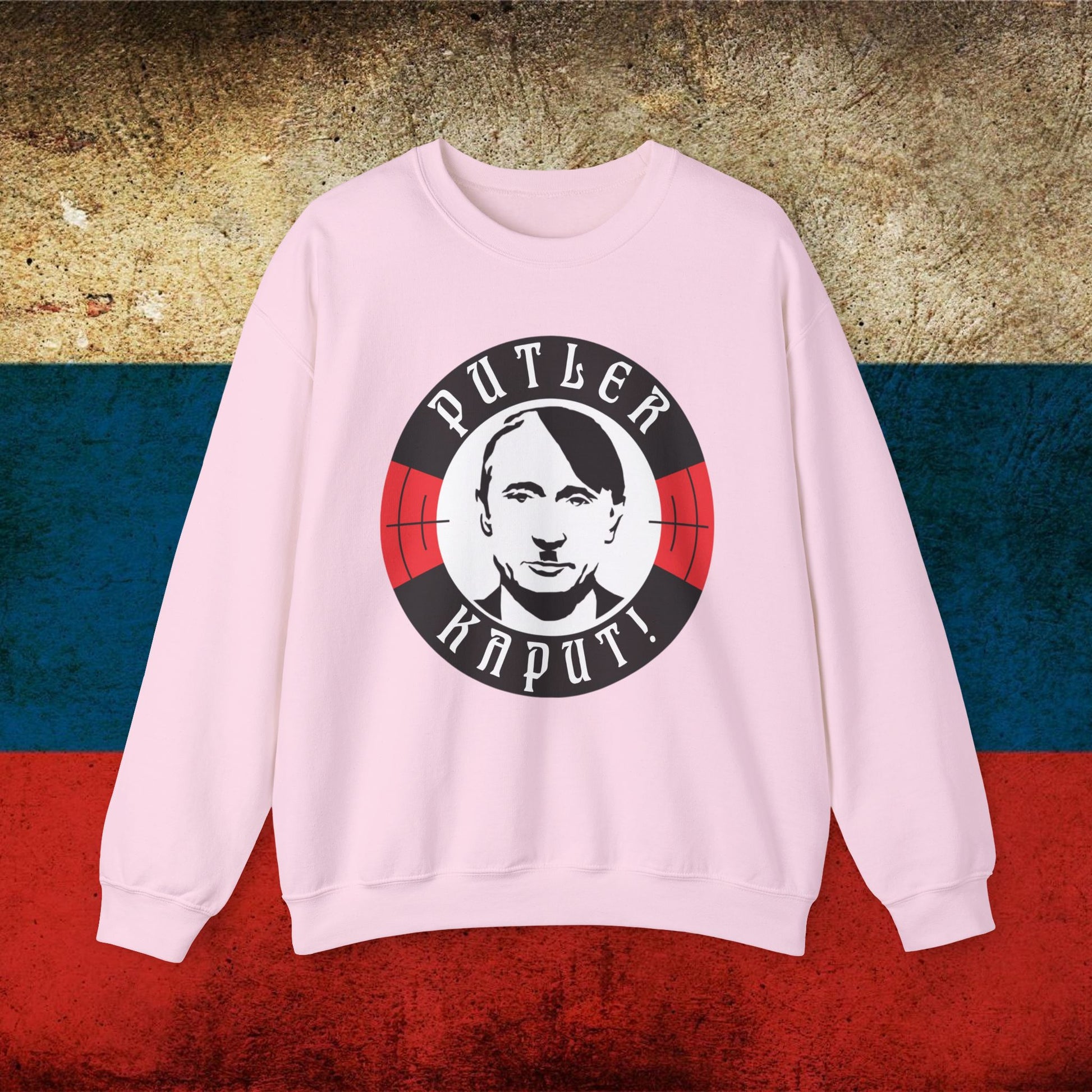 Putler Kaput Anti Vladimir Putin Unisex Heavy Blend Crewneck Sweatshirt Light Pink Sweatshirts Politics Vladimir Putin Printify