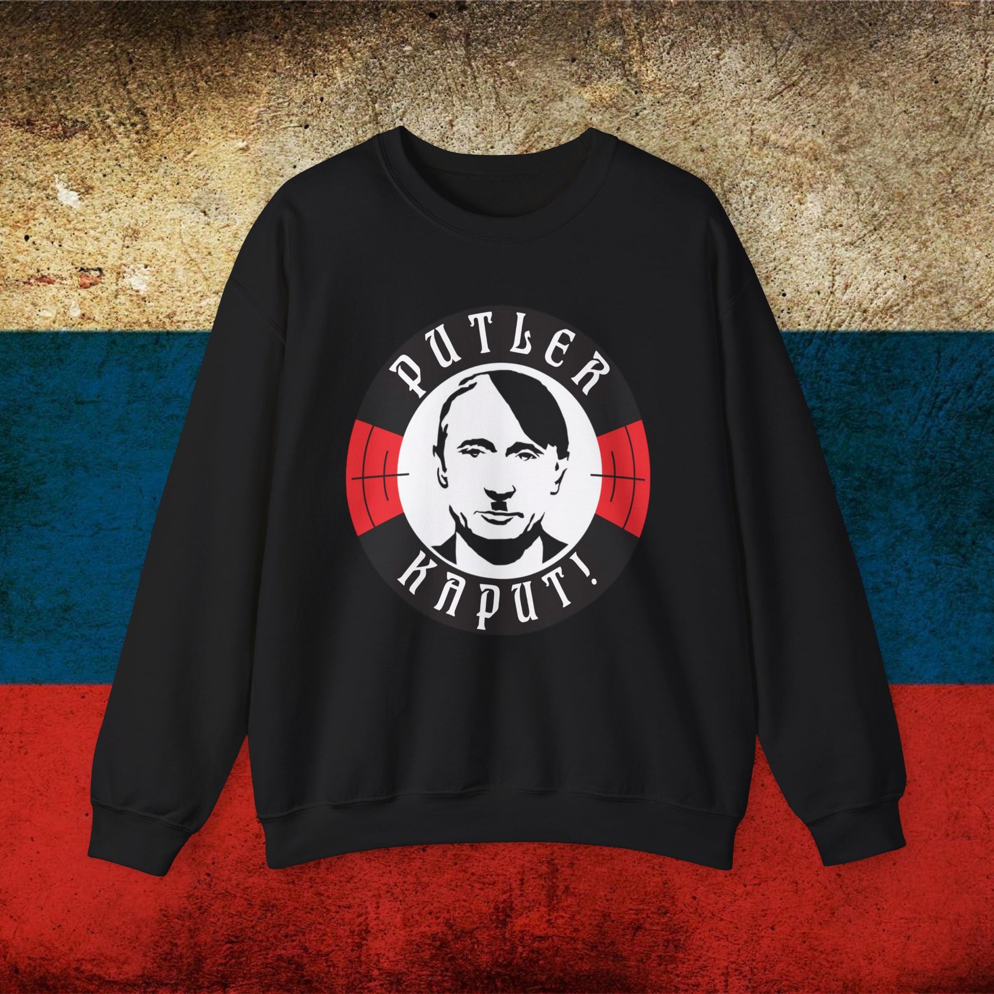 Putler Kaput Anti Vladimir Putin Unisex Heavy Blend Crewneck Sweatshirt Black Sweatshirts Politics Vladimir Putin Printify