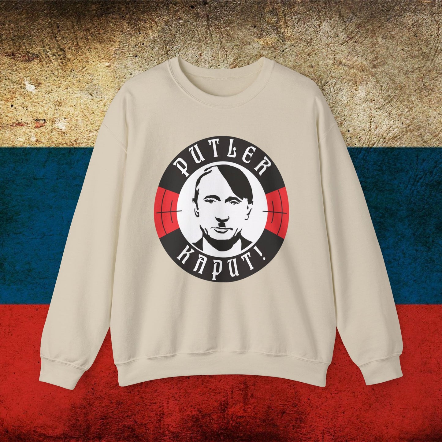 Putler Kaput Anti Vladimir Putin Unisex Heavy Blend Crewneck Sweatshirt Sand Sweatshirts Politics Vladimir Putin Printify