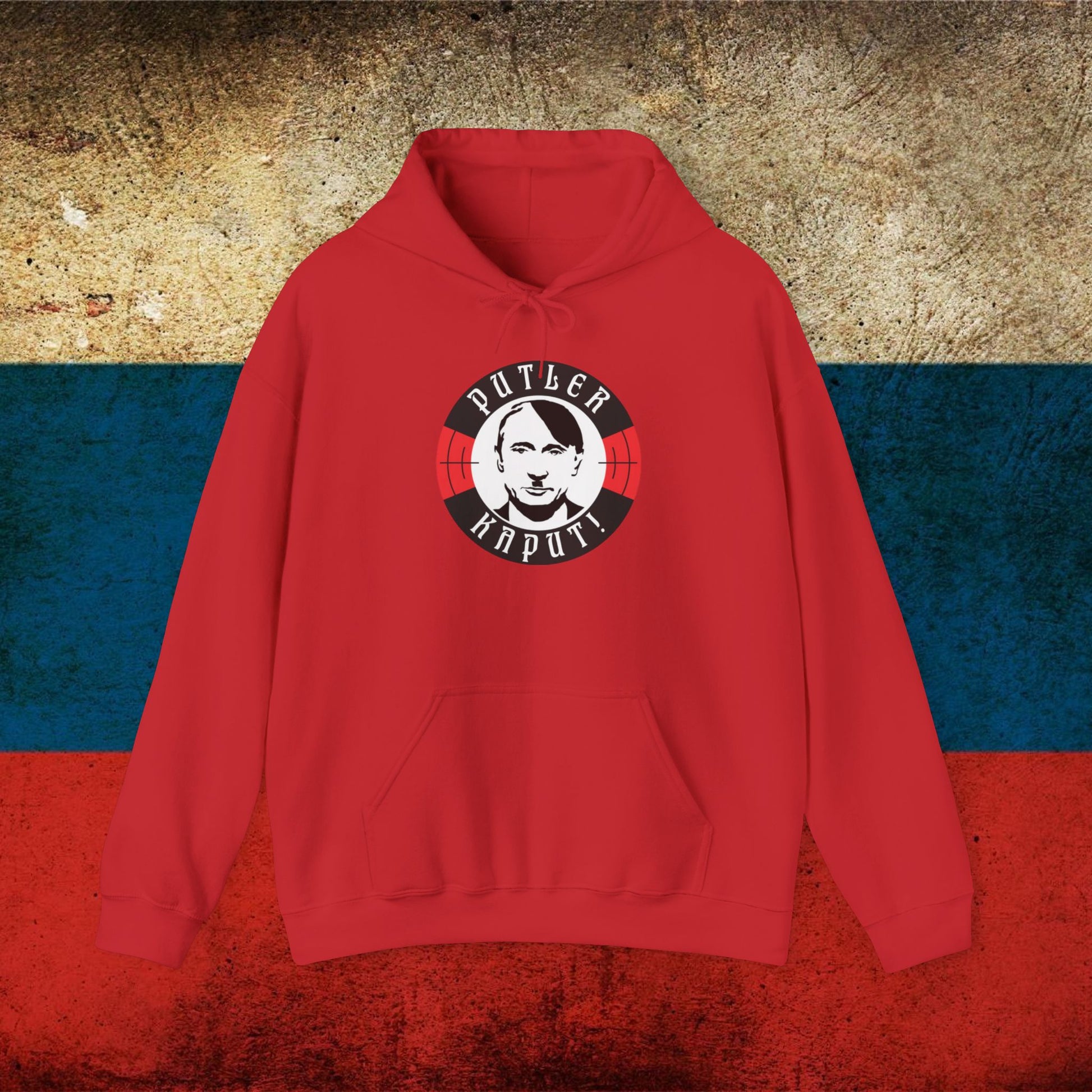 Putler Kaput Anti Vladimir Putin Unisex Heavy Blend Hooded Sweatshirt Red Hoodies Politics Vladimir Putin Printify