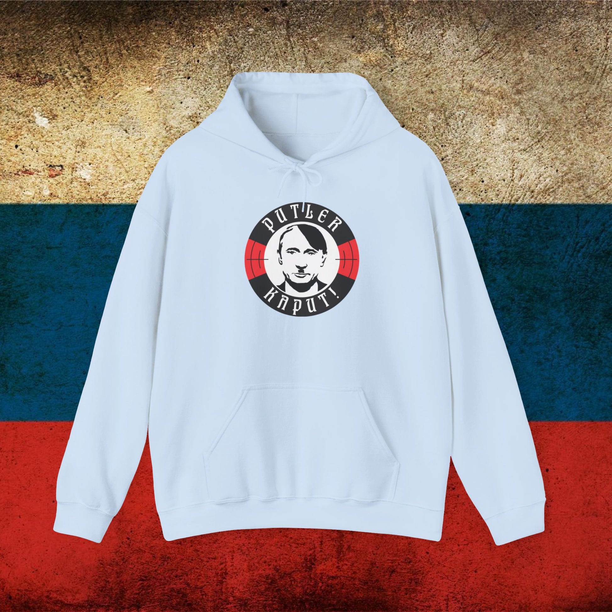 Putler Kaput Anti Vladimir Putin Unisex Heavy Blend Hooded Sweatshirt Light Blue Hoodies Politics Vladimir Putin Printify