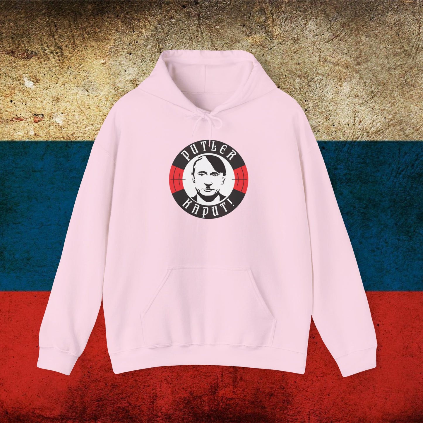 Putler Kaput Anti Vladimir Putin Unisex Heavy Blend Hooded Sweatshirt Light Pink Hoodies Politics Vladimir Putin Printify