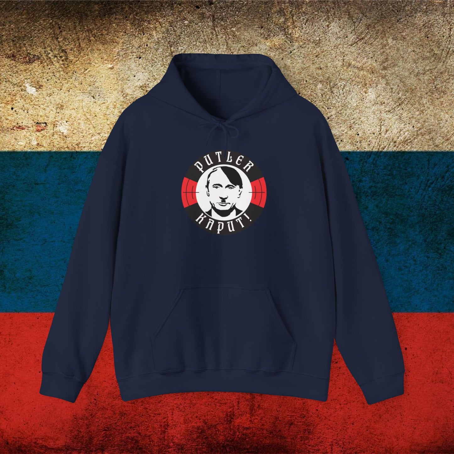 Putler Kaput Anti Vladimir Putin Unisex Heavy Blend Hooded Sweatshirt Navy Hoodies Politics Vladimir Putin Printify