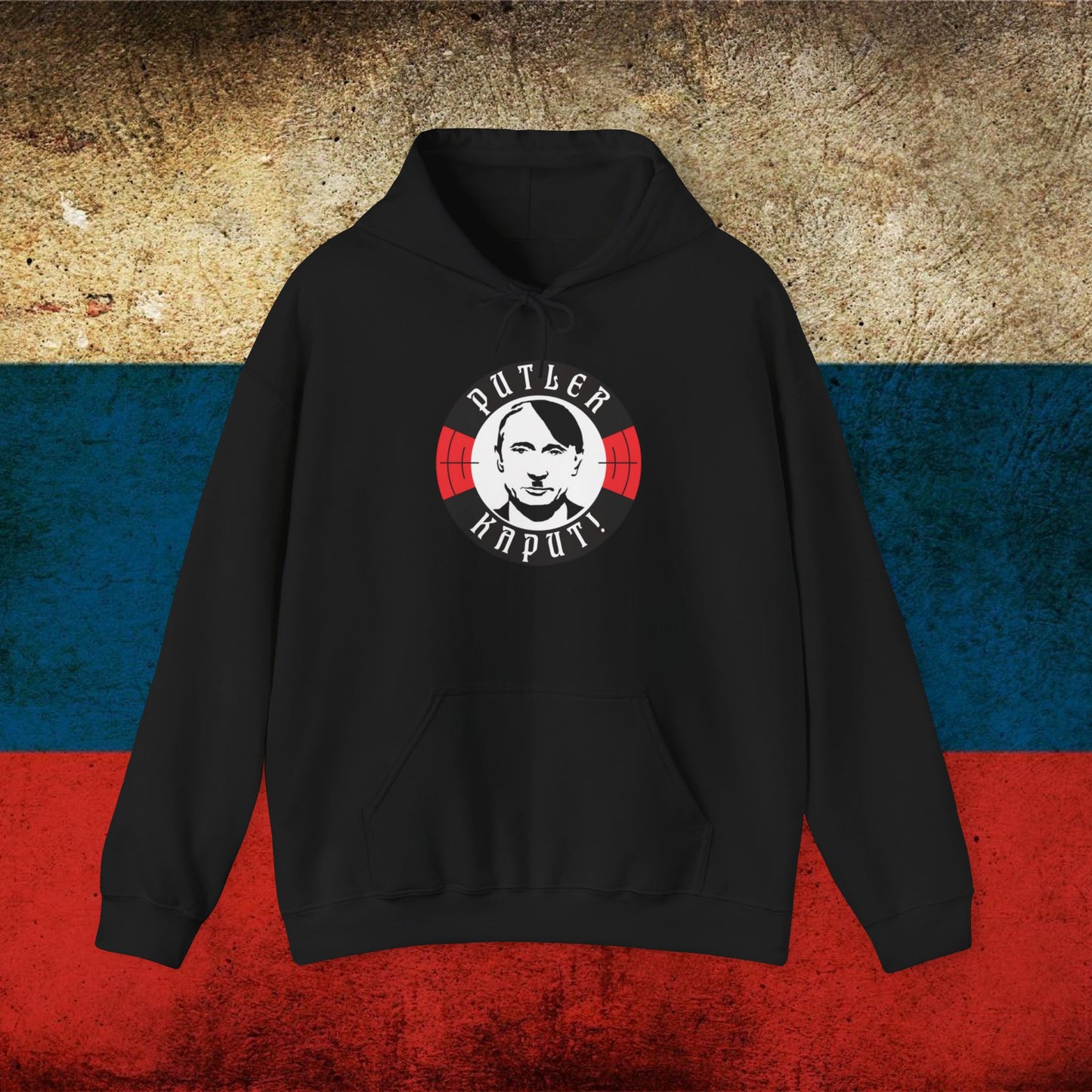 Putler Kaput Anti Vladimir Putin Unisex Heavy Blend Hooded Sweatshirt Black Hoodies Politics Vladimir Putin Printify