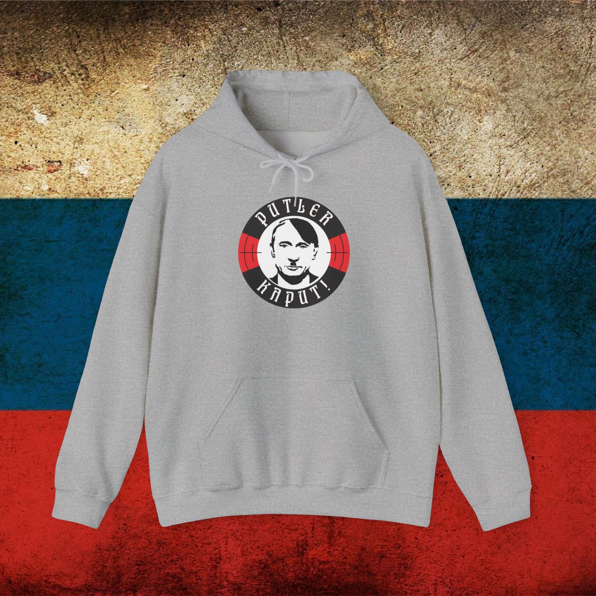 Putler Kaput Anti Vladimir Putin Unisex Heavy Blend Hooded Sweatshirt Sport Grey Hoodies Politics Vladimir Putin Printify