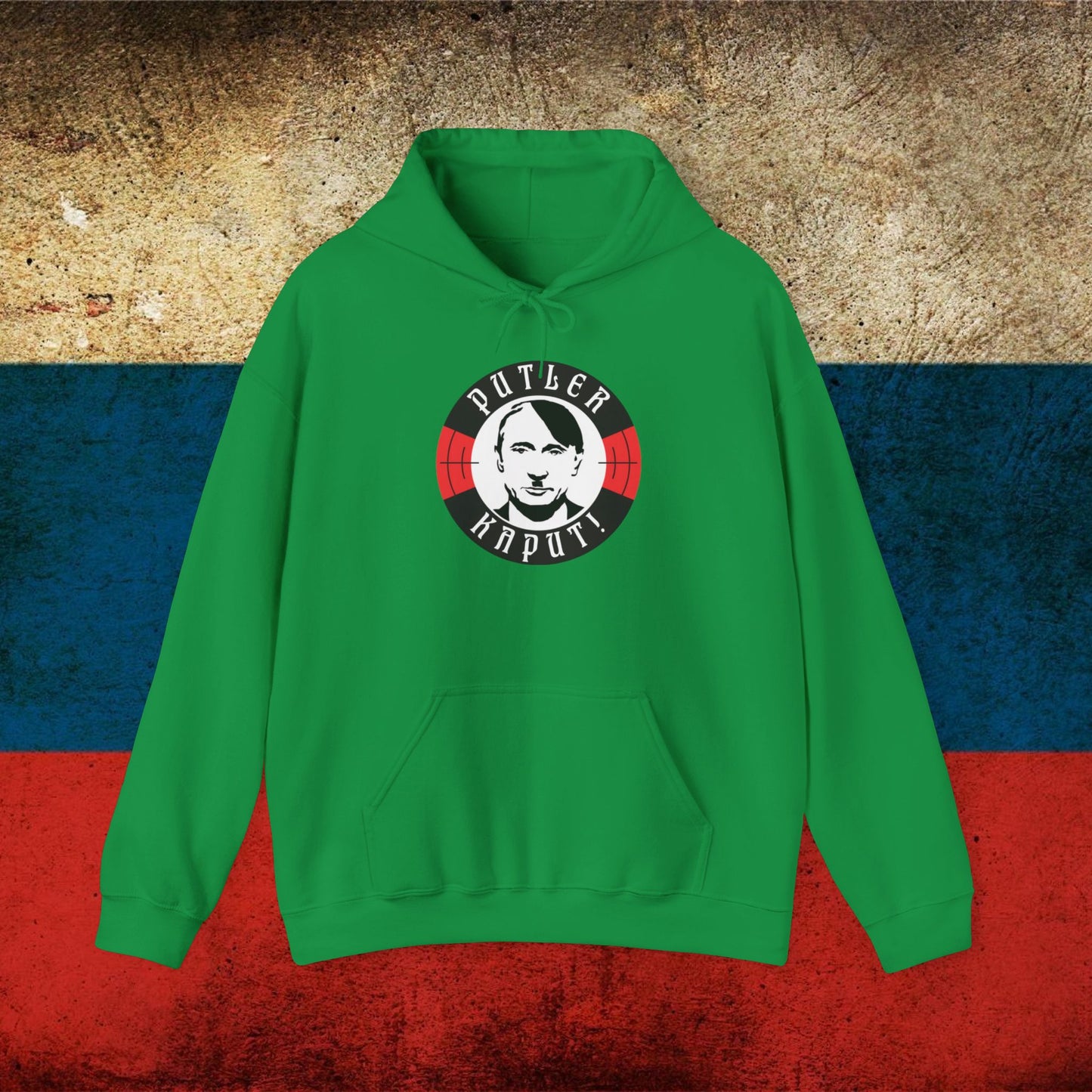 Putler Kaput Anti Vladimir Putin Unisex Heavy Blend Hooded Sweatshirt Irish Green Hoodies Politics Vladimir Putin Printify