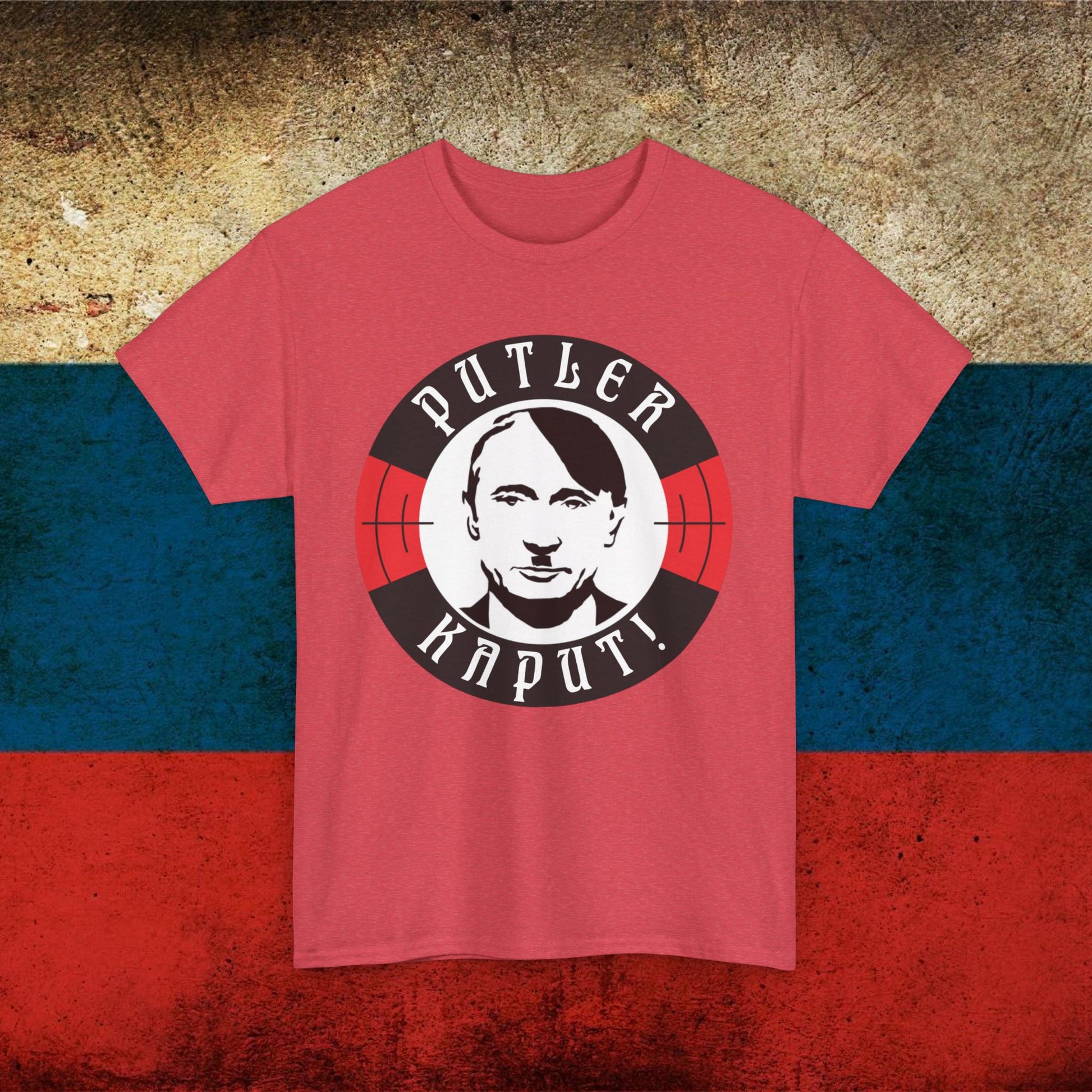 Putler Kaput Anti Vladimir Putin Unisex Heavy Cotton Tee Heather Red T-shirts Politics Vladimir Putin Printify