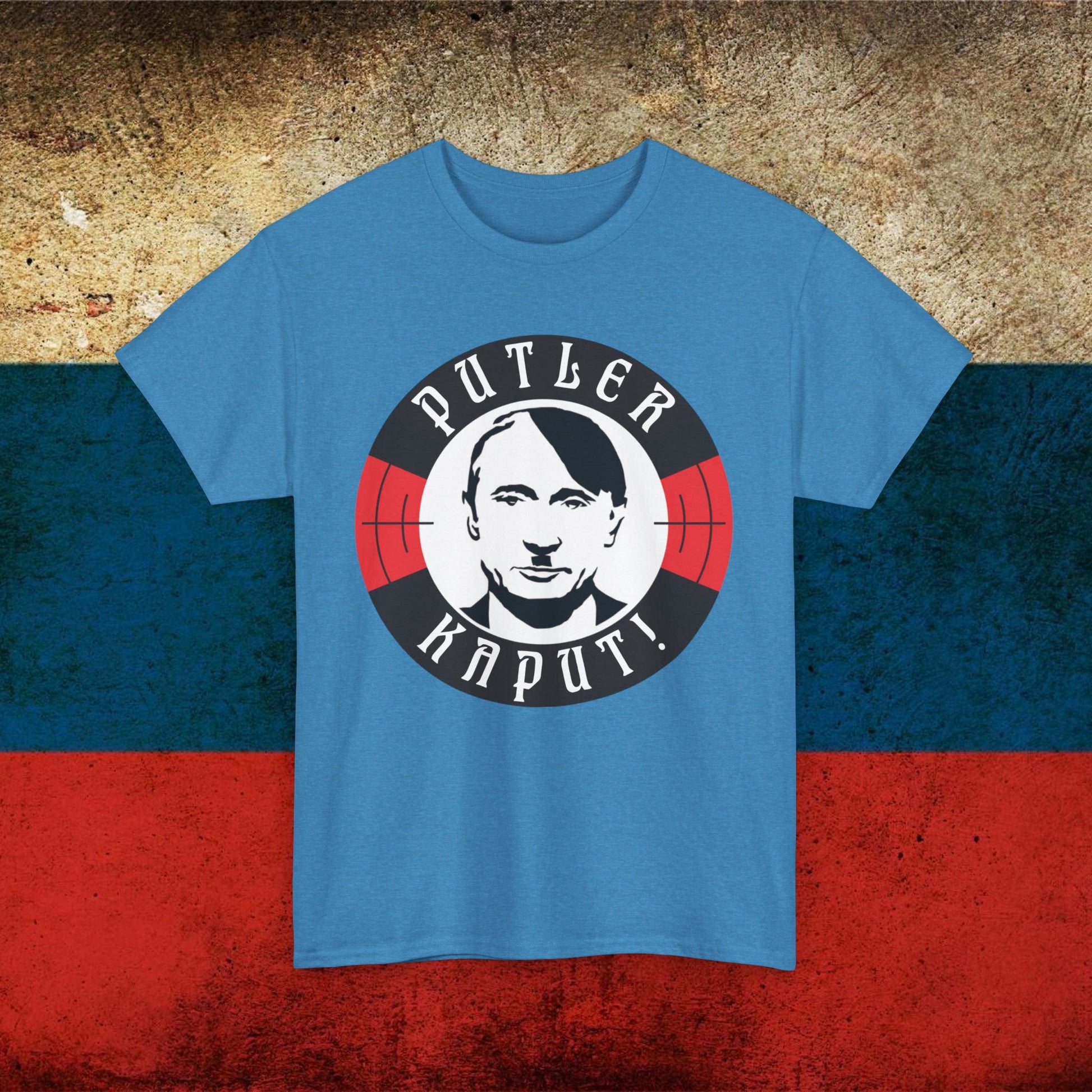 Putler Kaput Anti Vladimir Putin Unisex Heavy Cotton Tee Heather Sapphire T-shirts Politics Vladimir Putin Printify