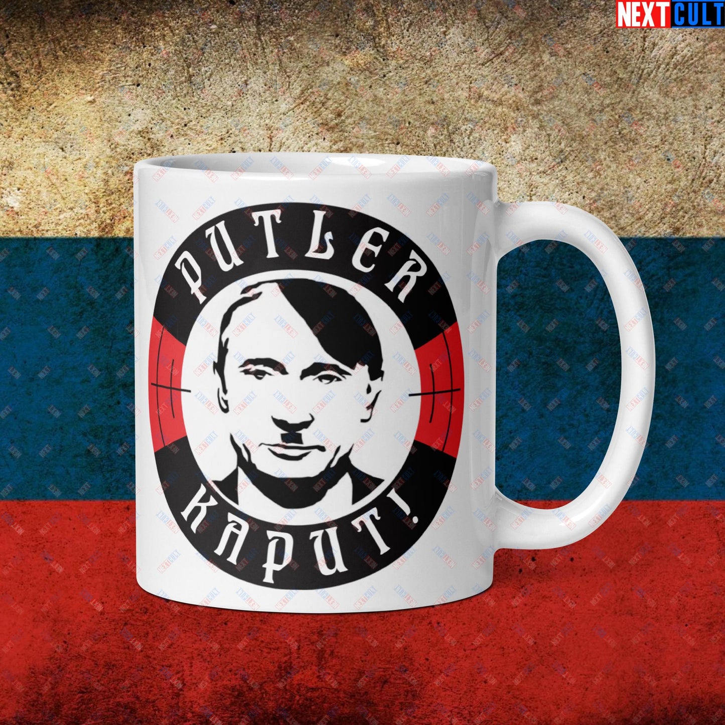 Putler Kaput! Anti Vladimir Putin White glossy mug Next Cult Brand