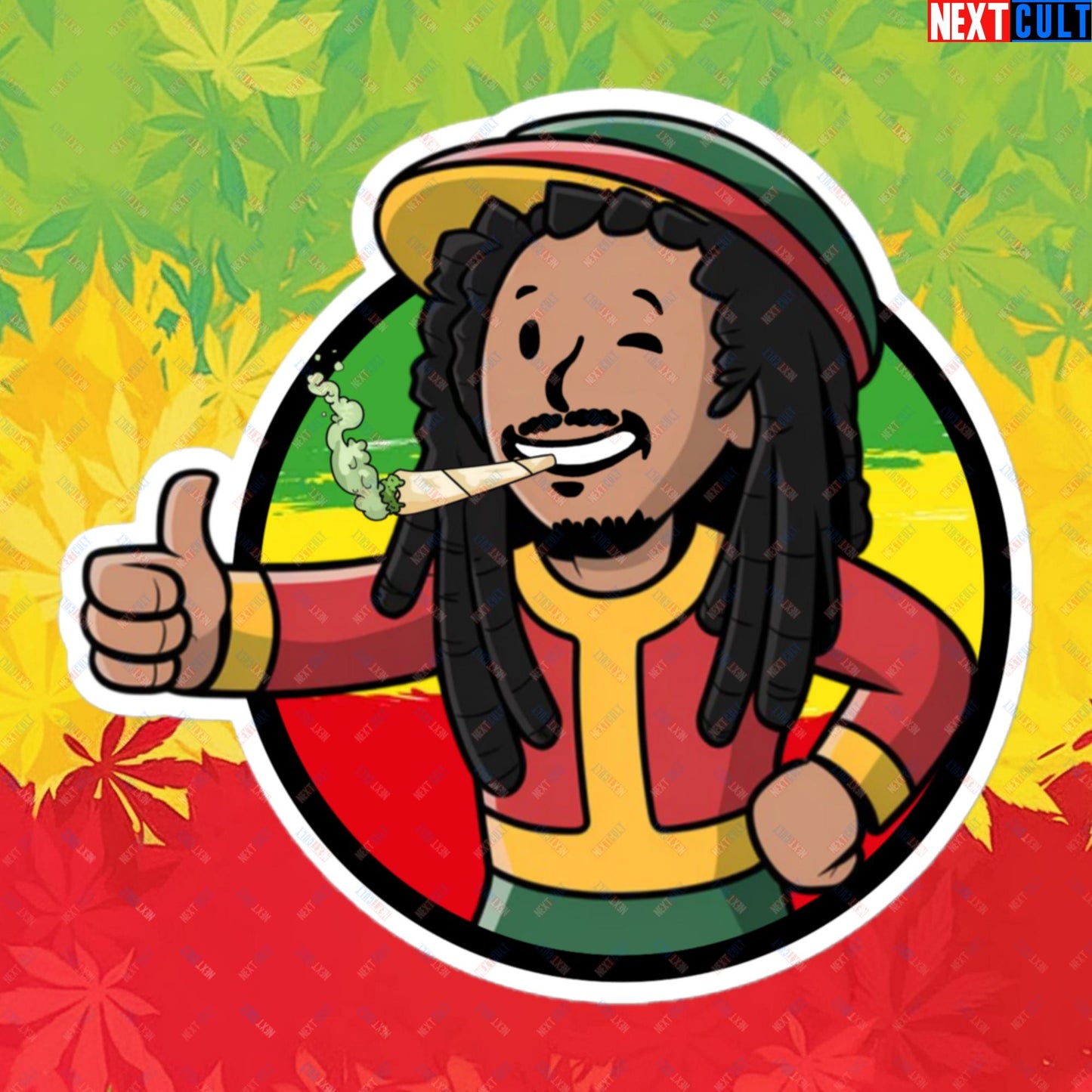 Rasta Boy Bob Marley Reggae Music Vault Boy Fallout Funny Meme Cartoon Mashup Bubble-free stickers Next Cult Brand