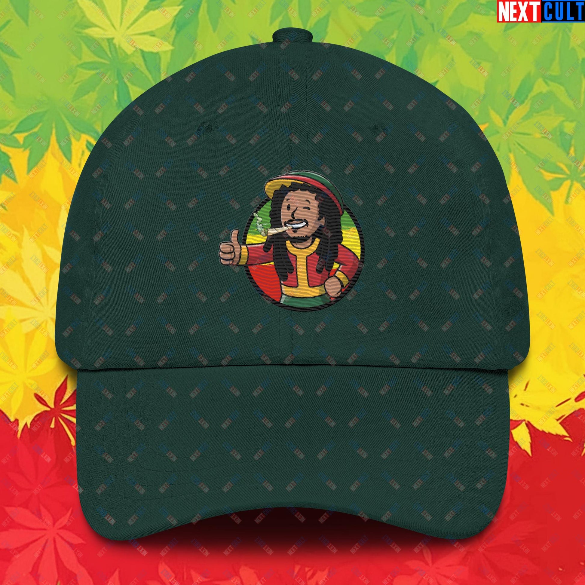 Rasta Boy Bob Marley Reggae Music Vault Boy Fallout Funny Meme Cartoon Mashup Dad hat Next Cult Brand