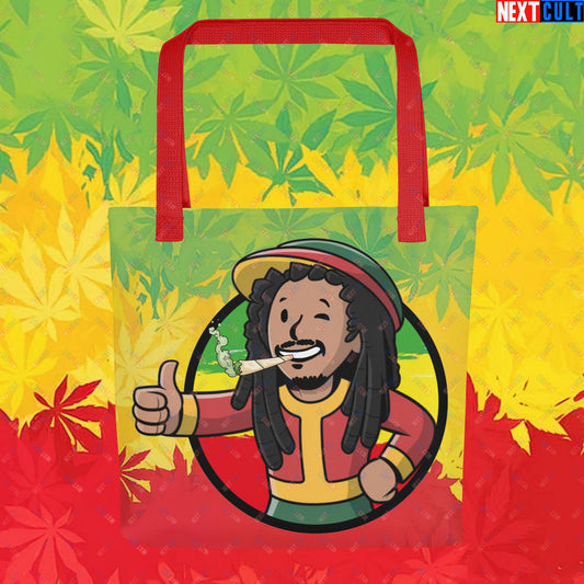 Rasta Boy Bob Marley Reggae Music Vault Boy Fallout Funny Meme Cartoon Mashup Tote bag Next Cult Brand