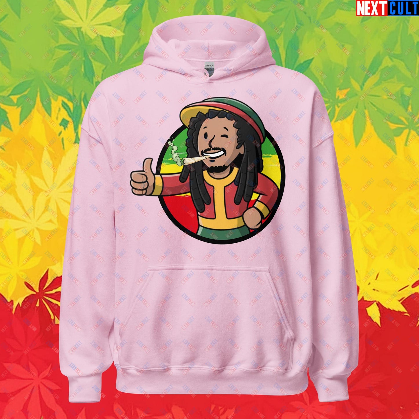 Rasta Boy Bob Marley Reggae Music Vault Boy Fallout Funny Meme Cartoon Mashup Unisex Hoodie Next Cult Brand