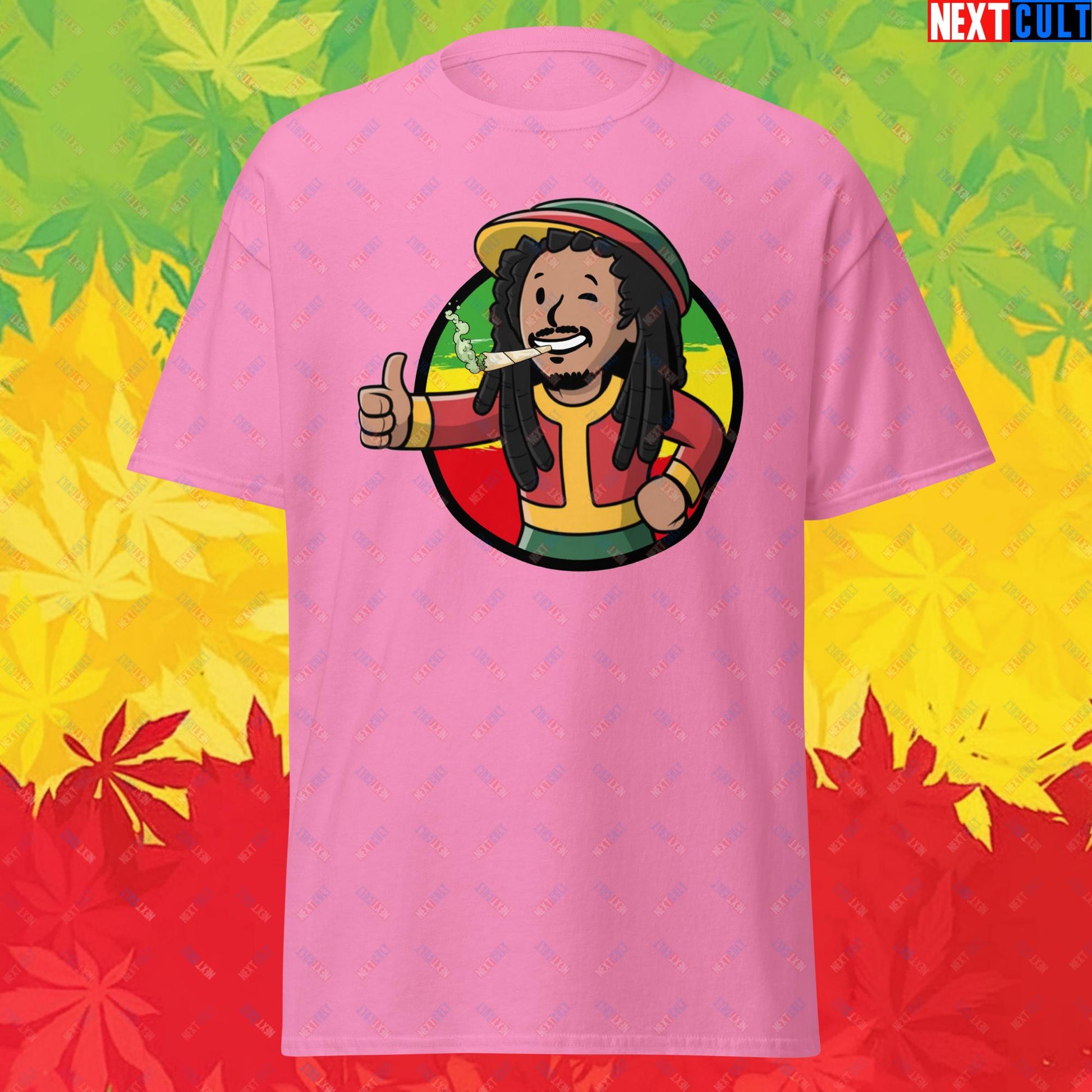 Rasta Boy Bob Marley Reggae Music Vault Boy Fallout Funny Meme Cartoon Mashup Unisex tee Azalea T-shirts Bob Marley Fallout Music Vault Boy Next Cult Brand