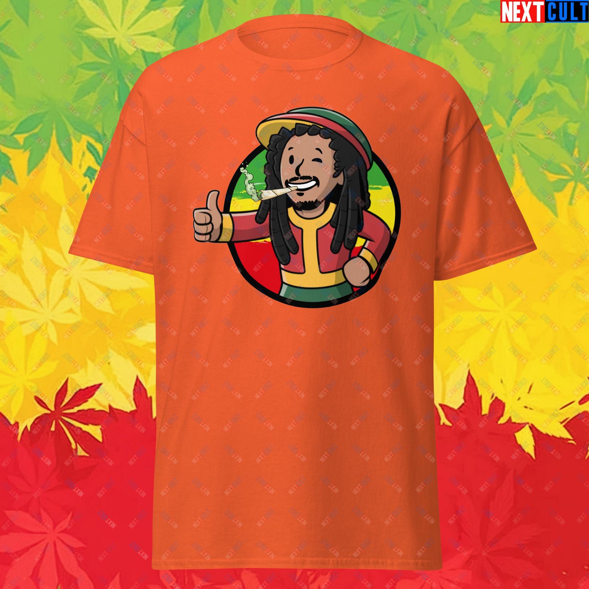 Rasta Boy Bob Marley Reggae Music Vault Boy Fallout Funny Meme Cartoon Mashup Unisex tee Next Cult Brand