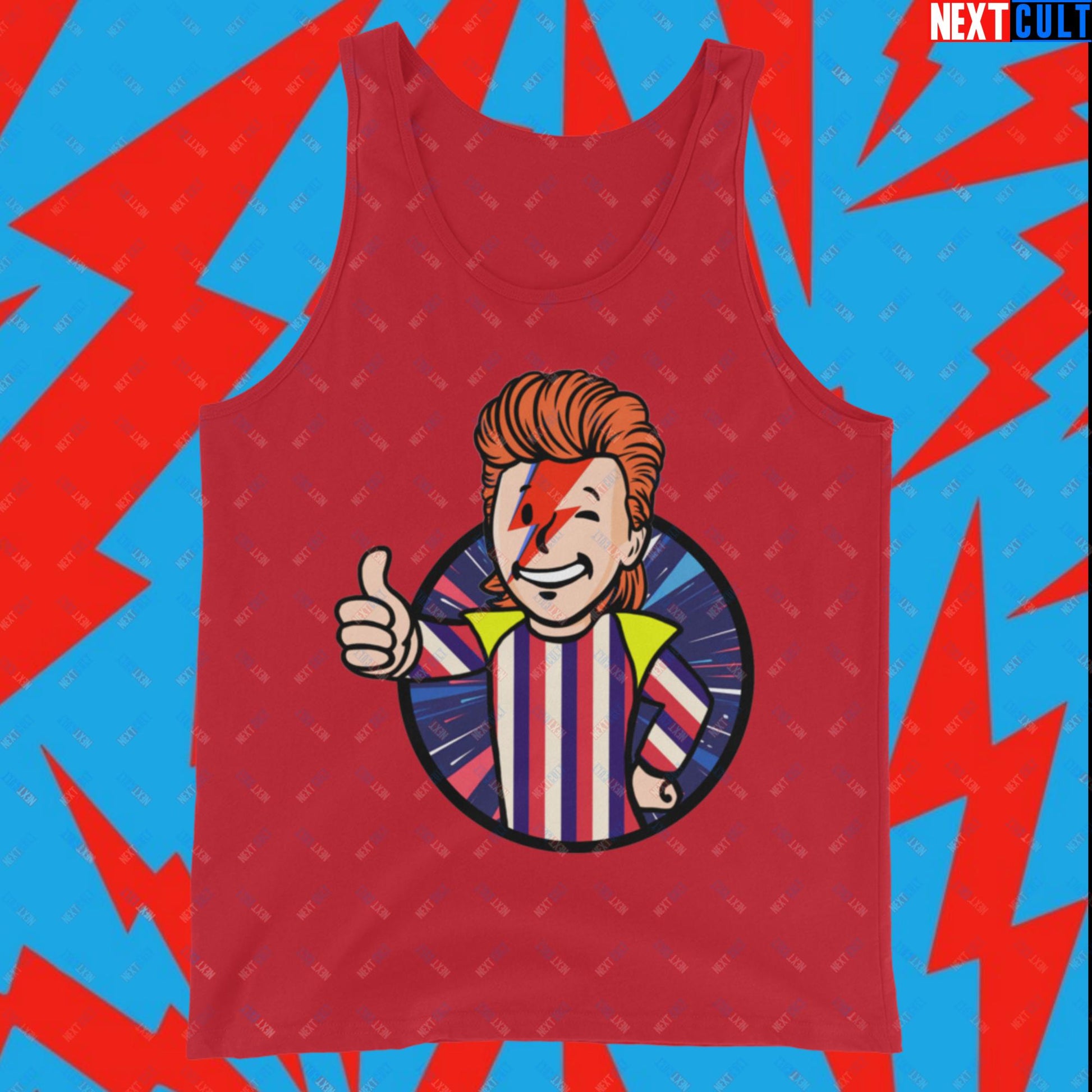 Rebel Boy David Bowie Music Vault Boy Fallout Funny Meme Cartoon Mashup Tank Top Next Cult Brand