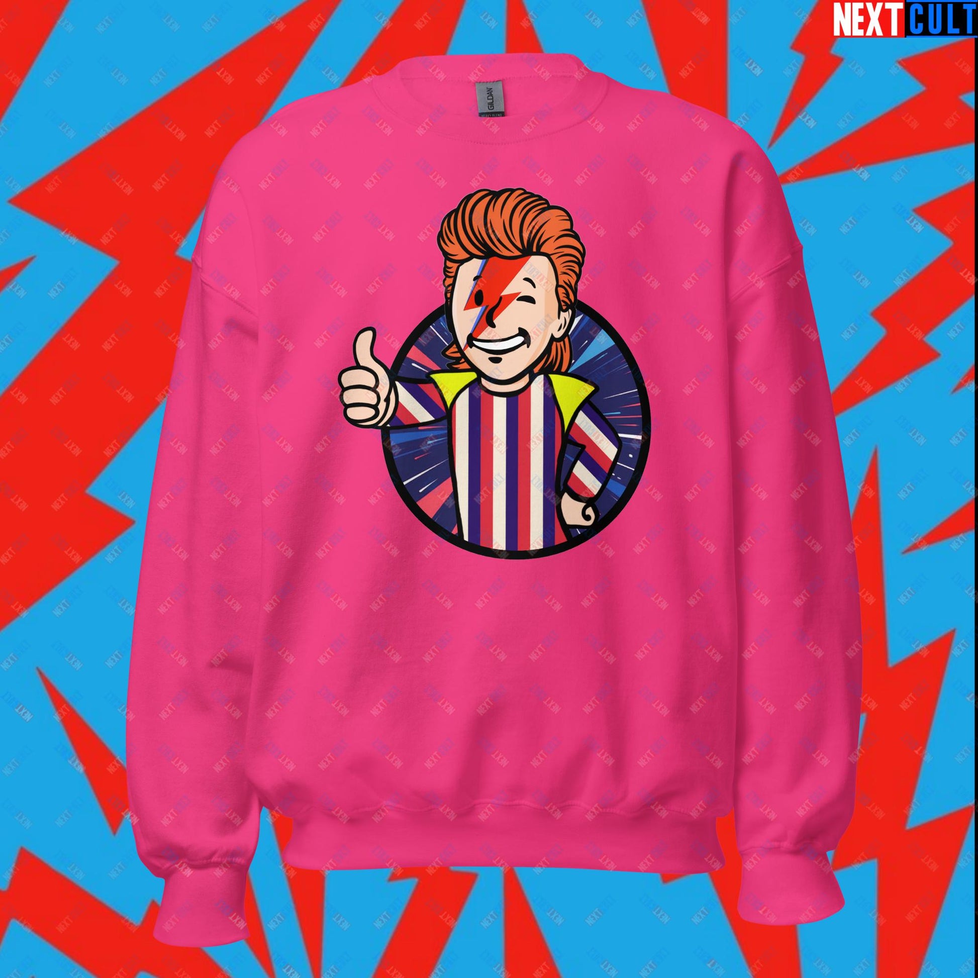 Rebel Boy David Bowie Music Vault Boy Fallout Funny Meme Cartoon Mashup Unisex Sweatshirt Next Cult Brand