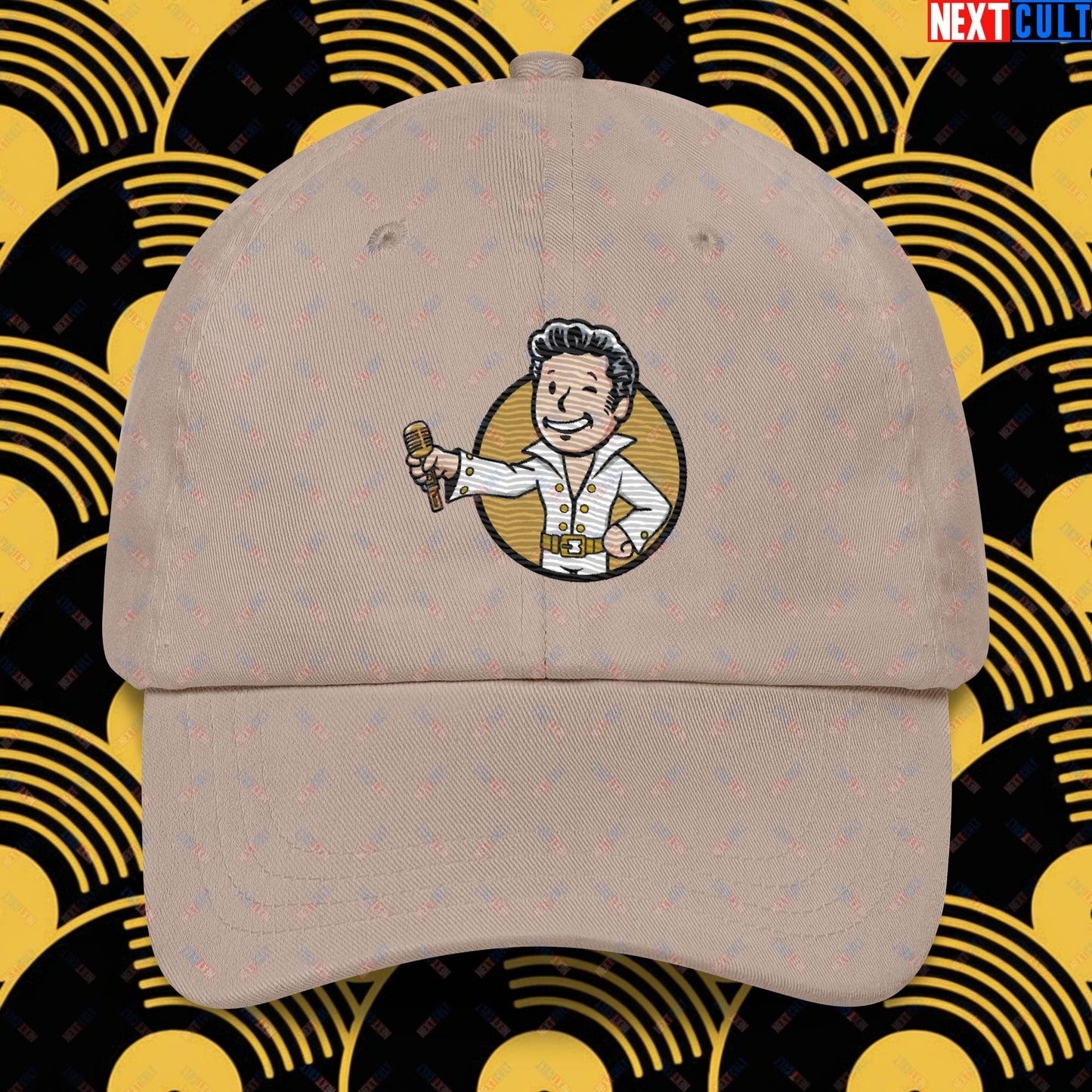 Rock 'n' Roll Boy Elvis Presley Music Vault Boy Fallout Funny Meme Cartoon Mashup Dad hat Next Cult Brand