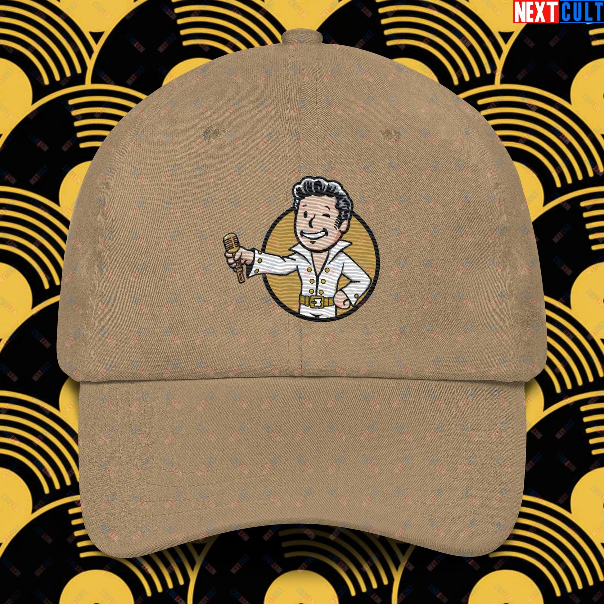 Rock 'n' Roll Boy Elvis Presley Music Vault Boy Fallout Funny Meme Cartoon Mashup Dad hat Next Cult Brand