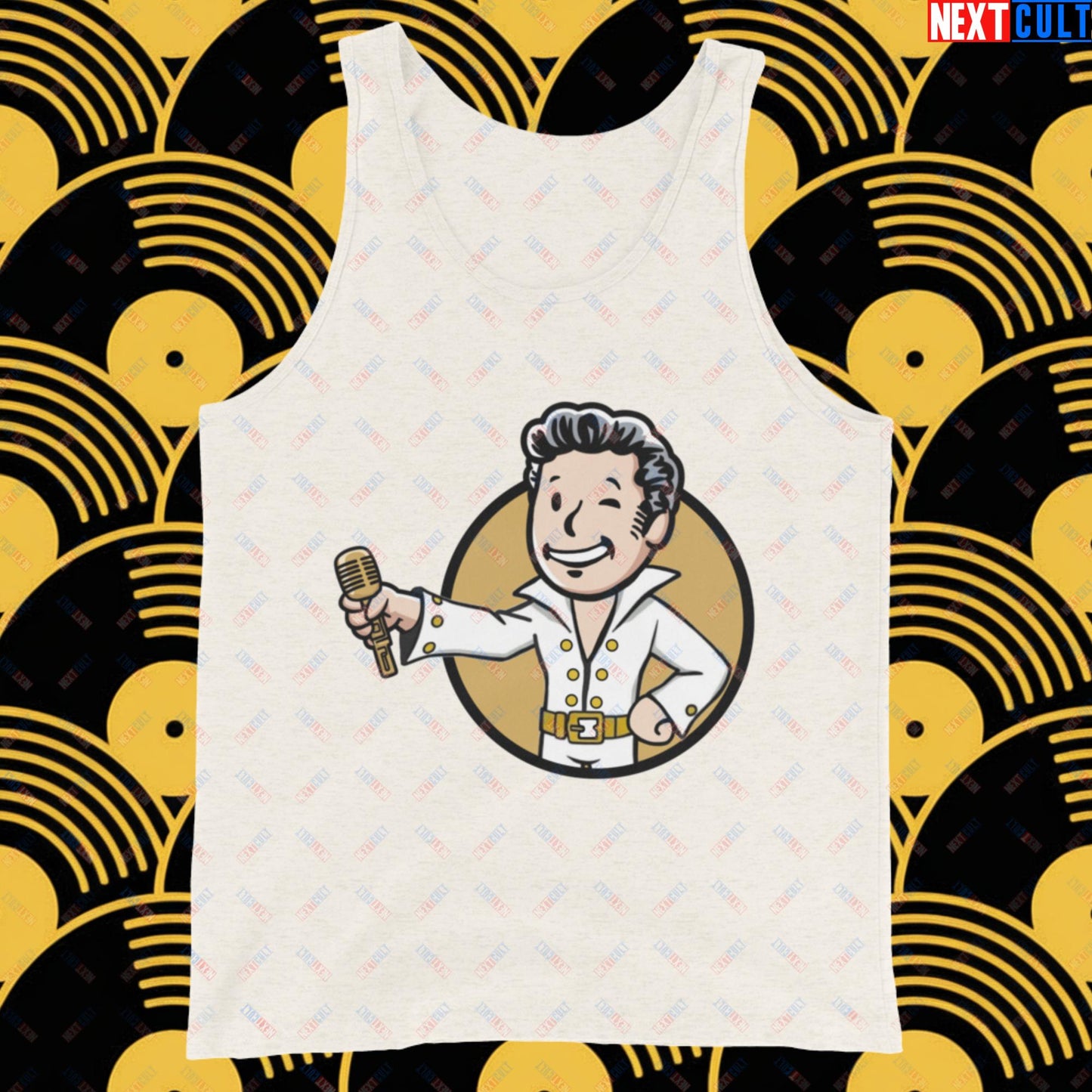 Rock 'n' Roll Boy Elvis Presley Music Vault Boy Fallout Funny Meme Cartoon Mashup Tank Top Next Cult Brand