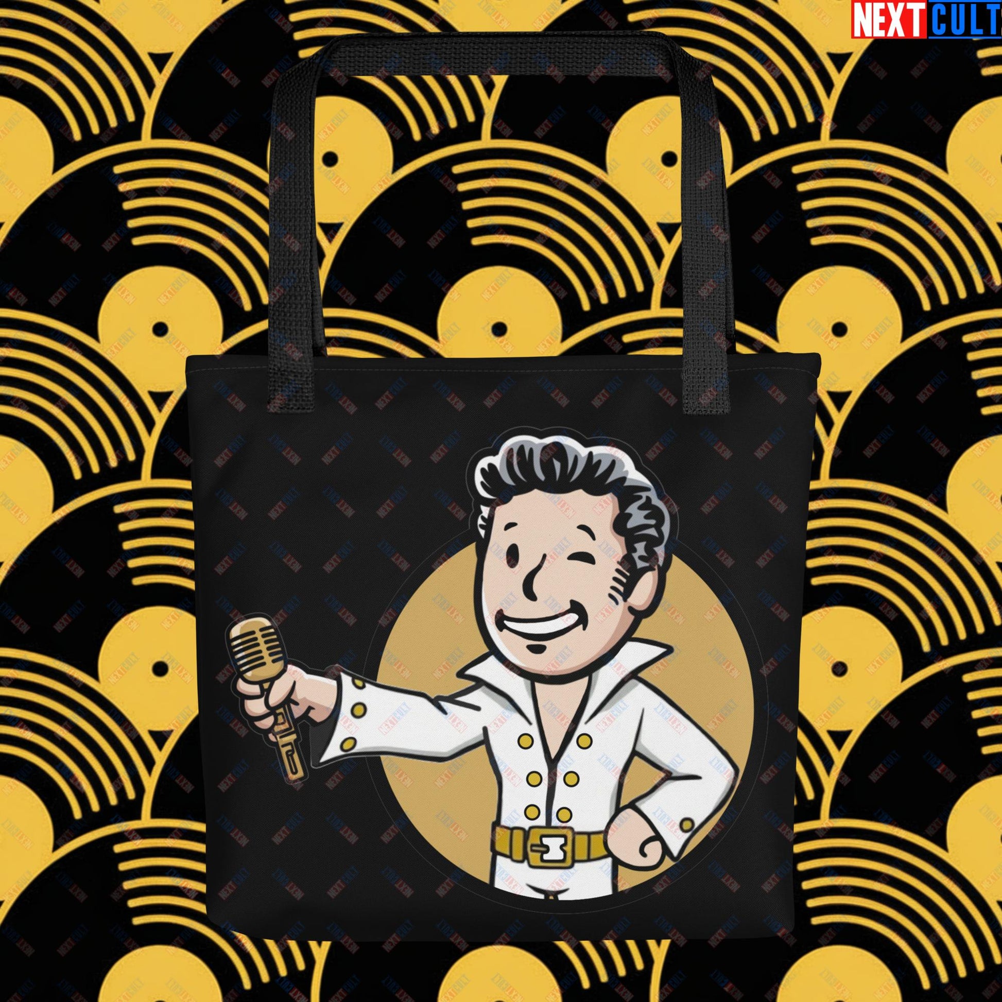 Rock 'n' Roll Boy Elvis Presley Music Vault Boy Fallout Funny Meme Cartoon Mashup Tote bag Next Cult Brand