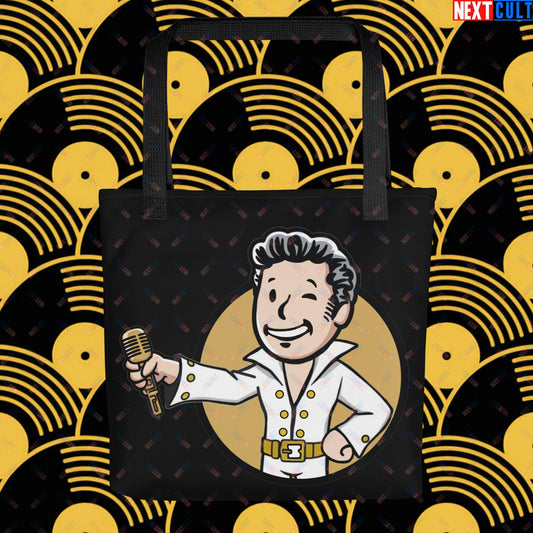 Rock 'n' Roll Boy Elvis Presley Music Vault Boy Fallout Funny Meme Cartoon Mashup Tote bag Default Title Bags Elvis Presley Fallout Music Vault Boy Next Cult Brand