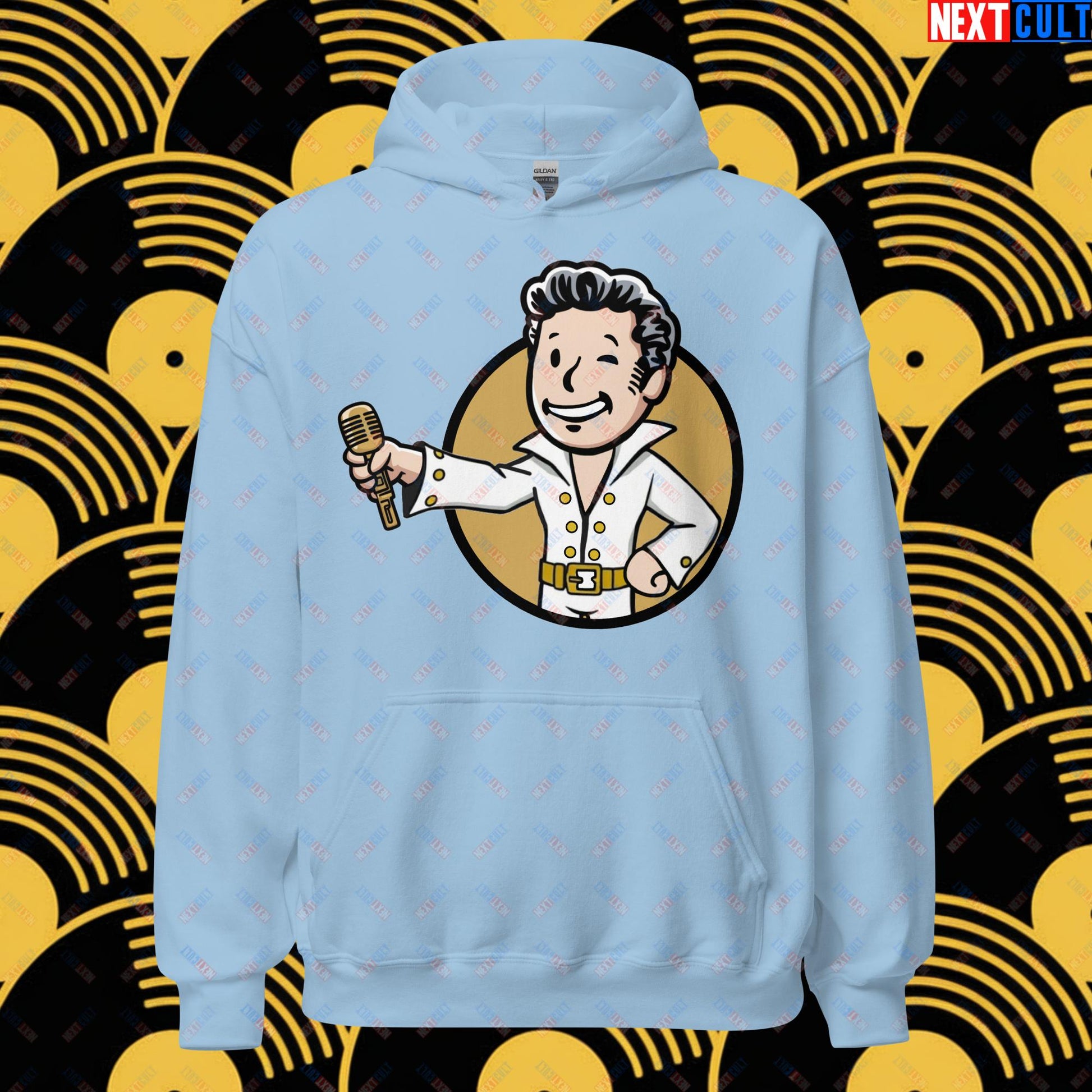 Rock 'n' Roll Boy Elvis Presley Music Vault Boy Fallout Funny Meme Cartoon Mashup Unisex Hoodie Next Cult Brand