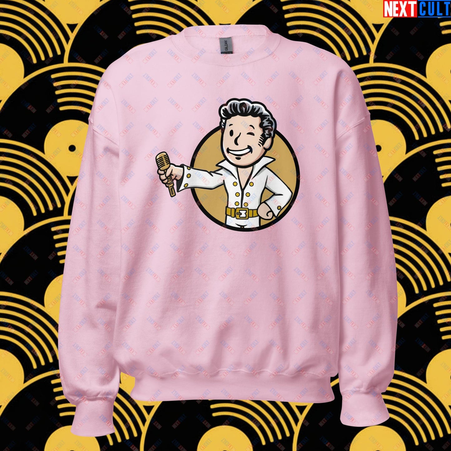 Rock 'n' Roll Boy Elvis Presley Music Vault Boy Fallout Funny Meme Cartoon Mashup Unisex Sweatshirt Next Cult Brand