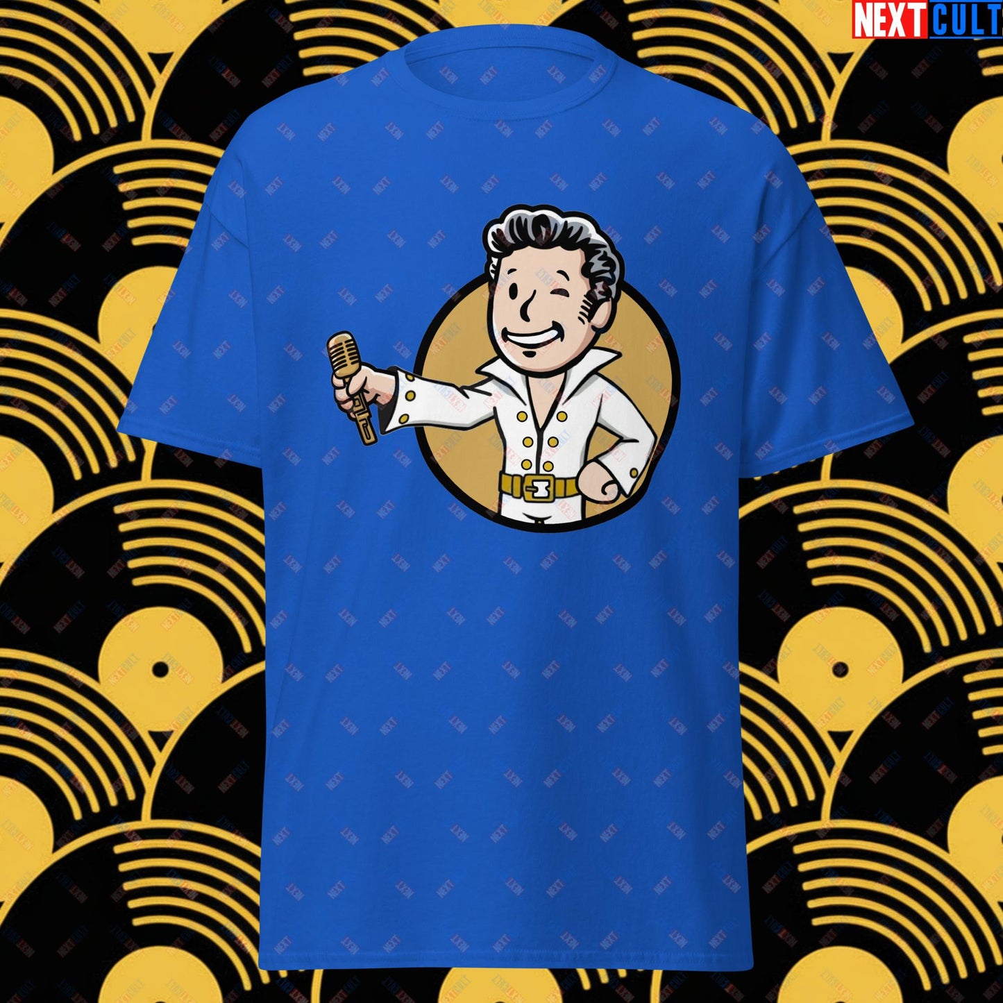 Rock 'n' Roll Boy Elvis Presley Music Vault Boy Fallout Funny Meme Cartoon Mashup Unisex tee Next Cult Brand