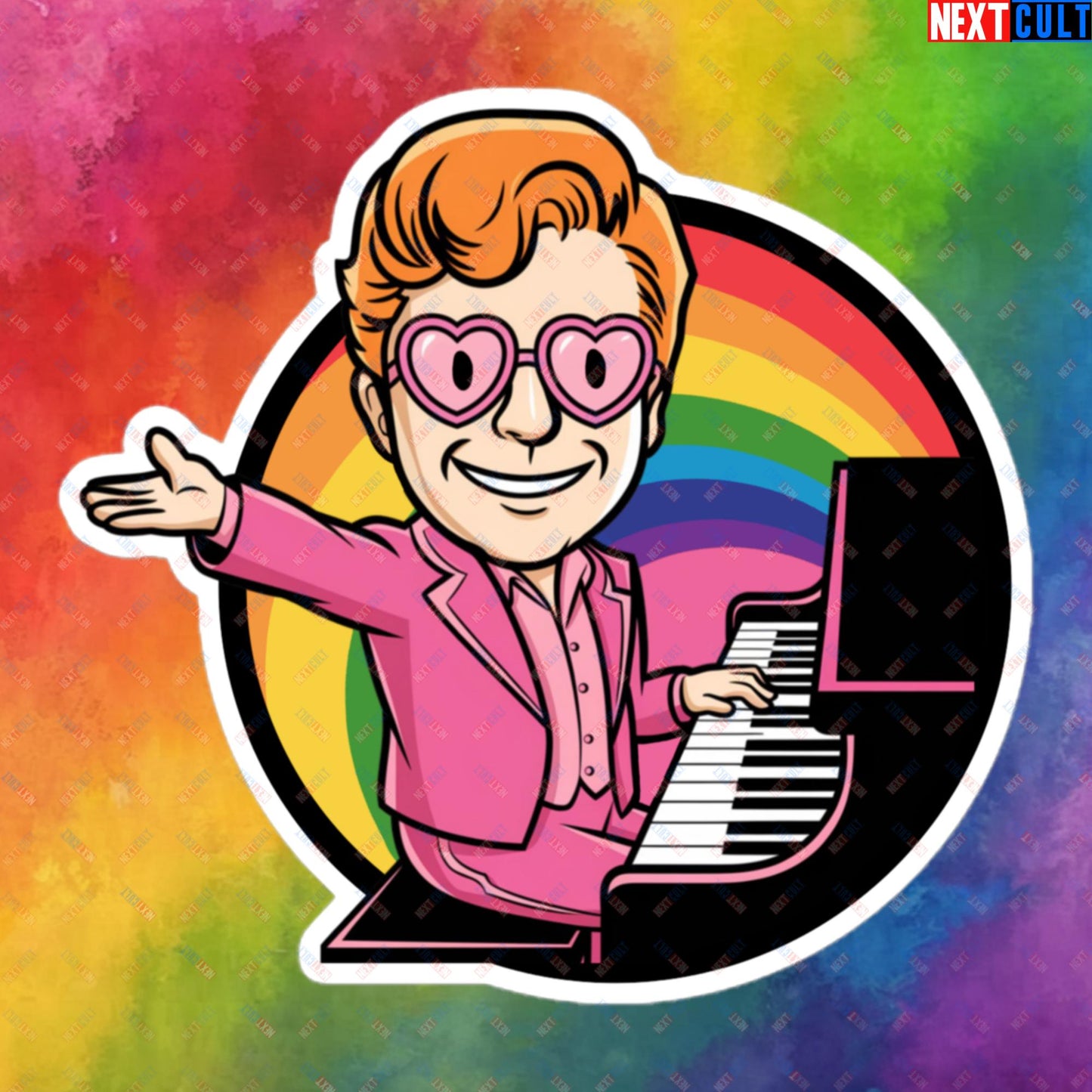 Rocket Boy Elton John Music Vault Boy Fallout Funny Meme Cartoon Mashup Bubble-free stickers 5.5″×5.5″ Stickers Elton John Fallout Music Vault Boy Next Cult Brand