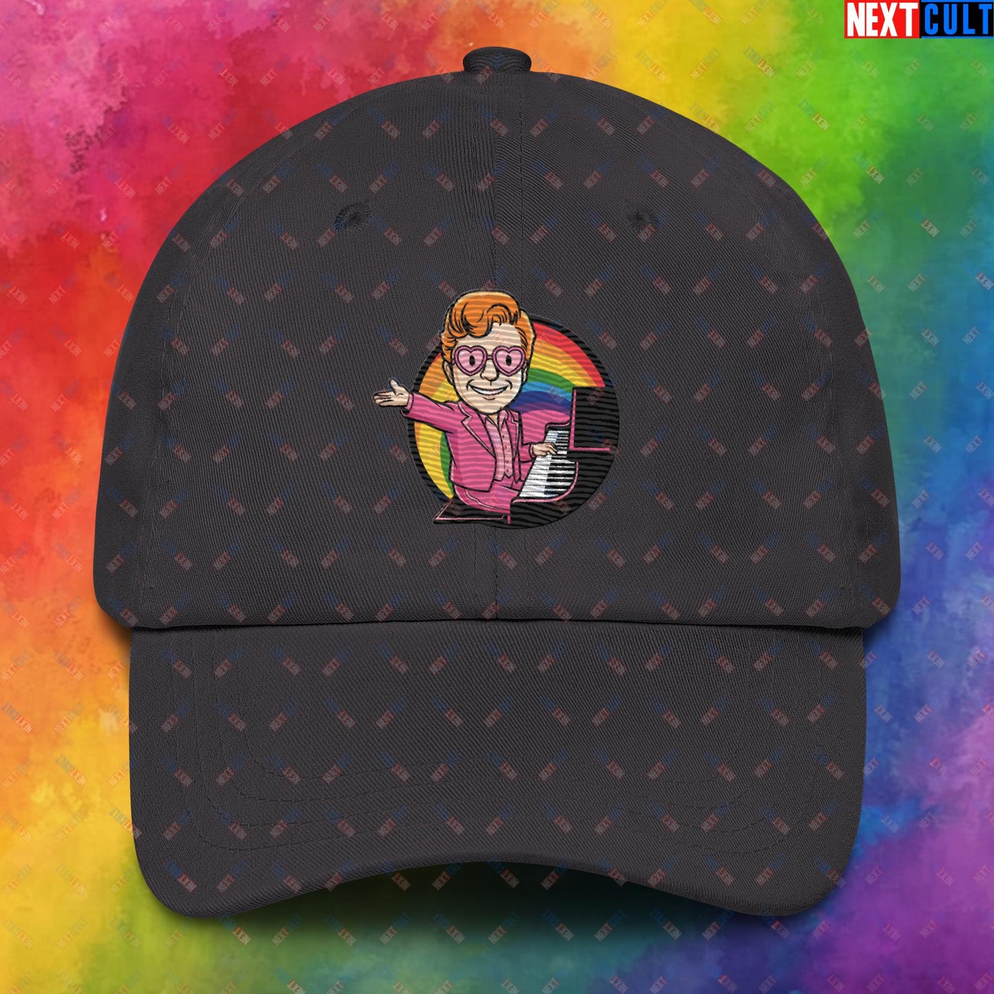 Rocket Boy Elton John Music Vault Boy Fallout Funny Meme Cartoon Mashup Dad hat Dark Grey Hats Elton John Fallout Music Vault Boy Next Cult Brand