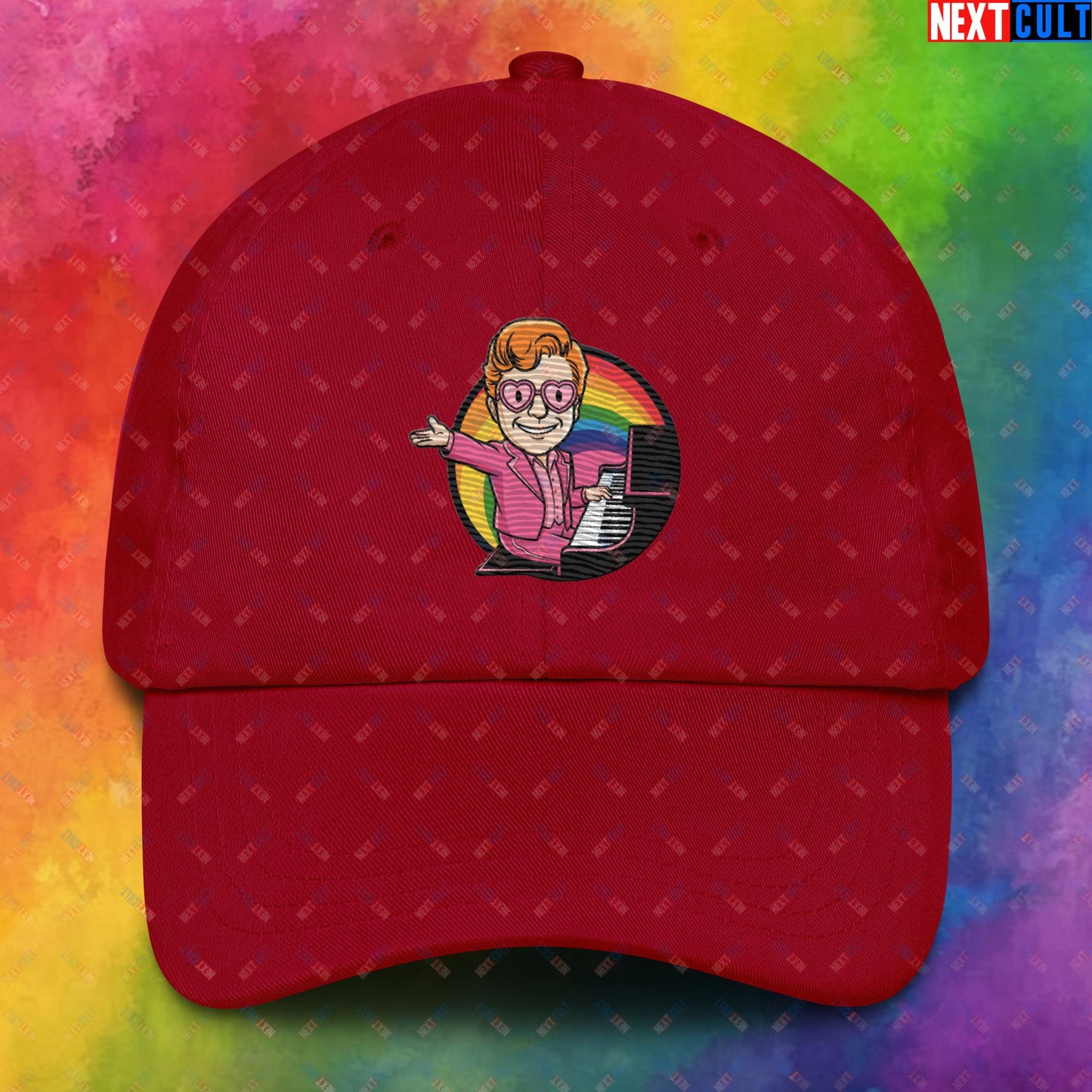 Rocket Boy Elton John Music Vault Boy Fallout Funny Meme Cartoon Mashup Dad hat Cranberry Hats Elton John Fallout Music Vault Boy Next Cult Brand