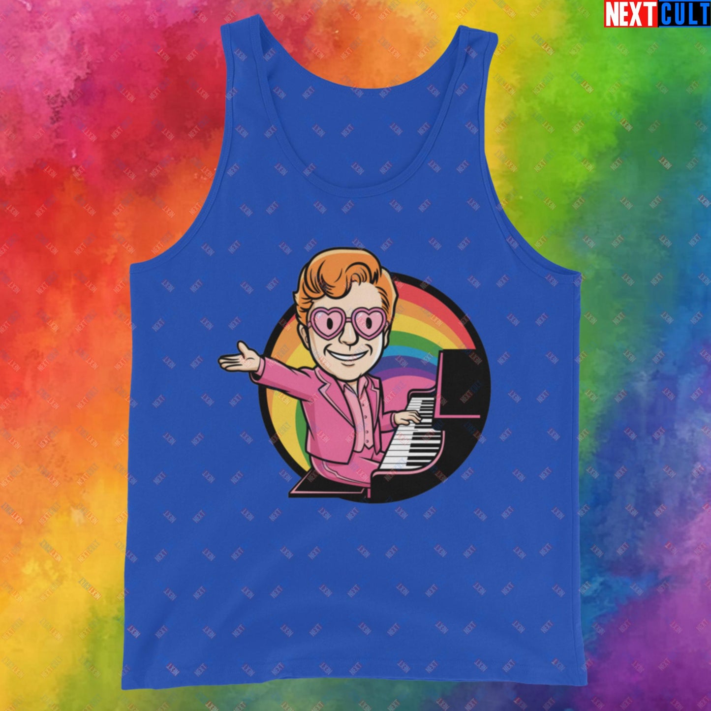 Rocket Boy Elton John Music Vault Boy Fallout Funny Meme Cartoon Mashup Tank Top True Royal Tank Tops Elton John Fallout Music Vault Boy Next Cult Brand