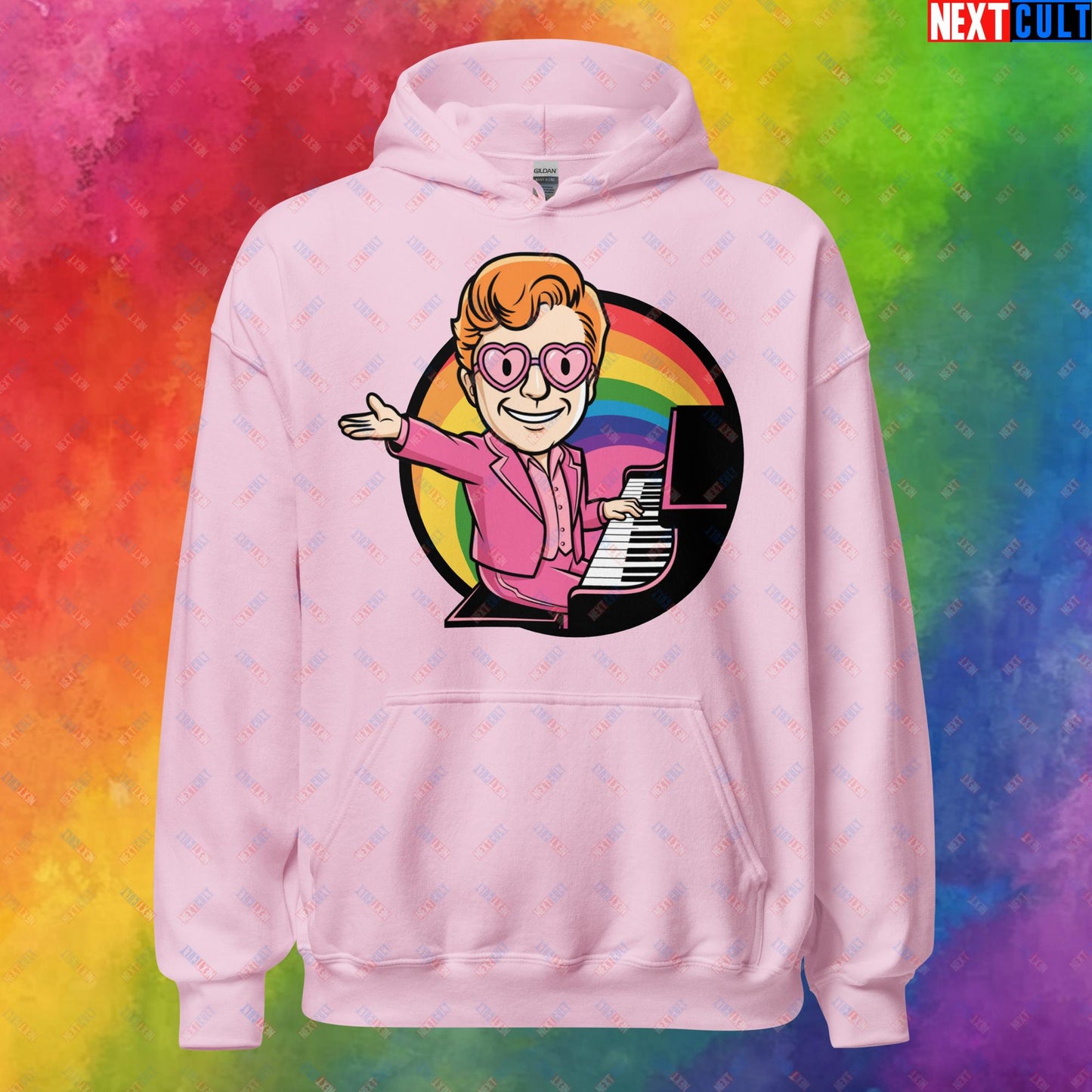 Rocket Boy Elton John Music Vault Boy Fallout Funny Meme Cartoon Mashup Unisex Hoodie Light Pink Hoodies Elton John Fallout Music Vault Boy Next Cult Brand