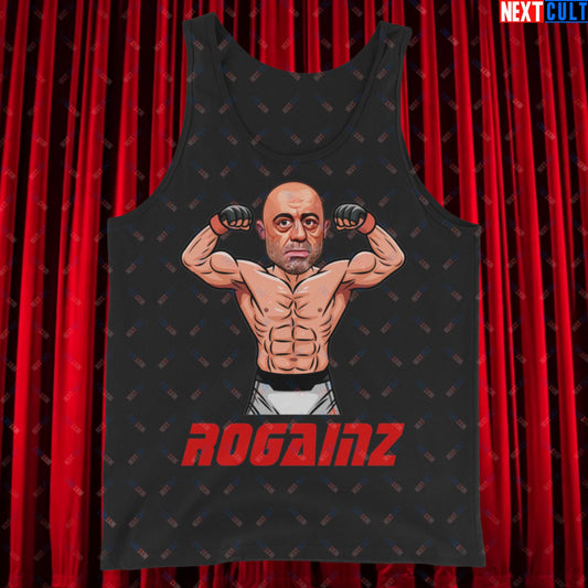Rogainz Joe Rogan UFC MMA Martial Arts BJJ Jiu-Jitsu Gym Gains Workout Funny JRE Podcast Tank Top Black Tank Tops Bodybuilding Fitness Gym Joe Rogan Podcasts Stand-up Comedy UFC Workout Next Cult Brand