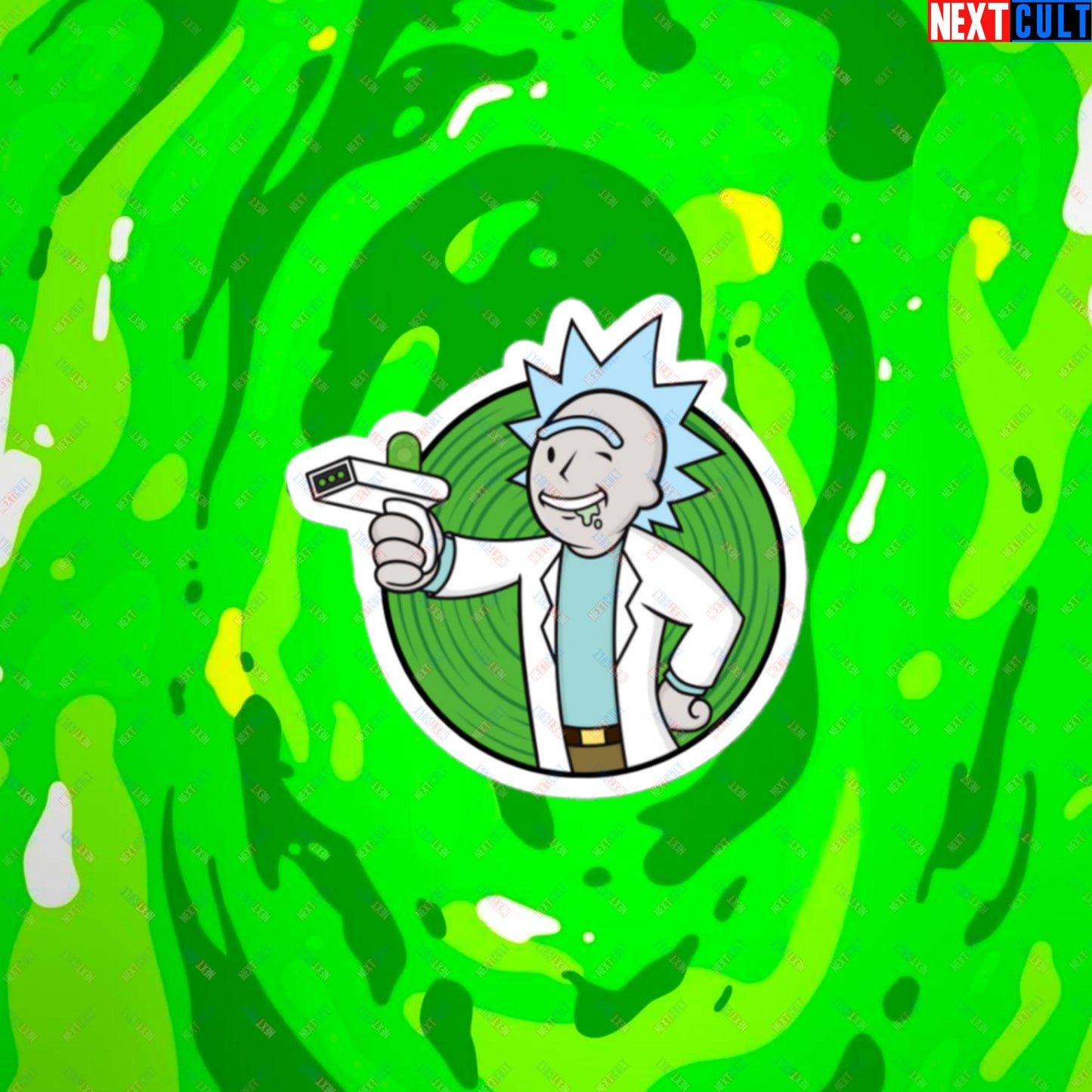 Science Boy Rick and Morty Vault Boy Fallout Funny Meme Cartoon Mashup Bubble-free stickers 3″×3″ Stickers Fallout Rick and Morty TV Shows Vault Boy Next Cult Brand