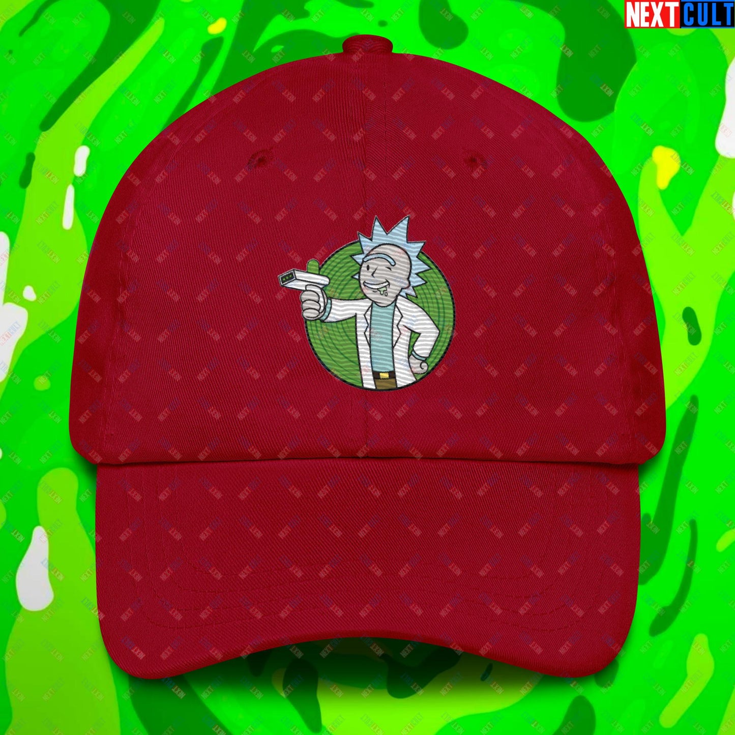 Science Boy Rick and Morty Vault Boy Fallout Funny Meme Cartoon Mashup Dad hat Cranberry Hats Fallout Rick and Morty TV Shows Vault Boy Next Cult Brand