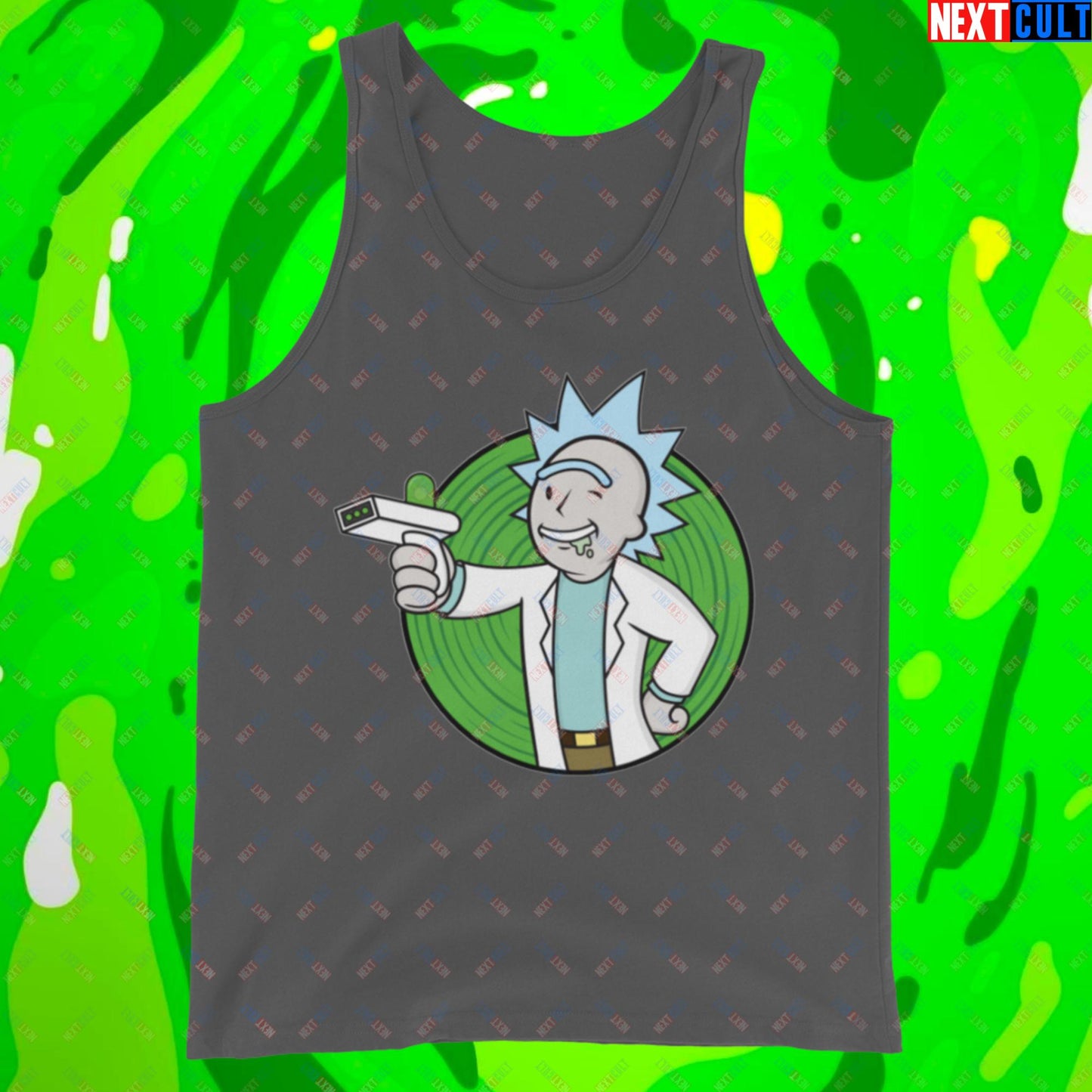 Science Boy Rick and Morty Vault Boy Fallout Funny Meme Cartoon Mashup Tank Top Asphalt Tank Tops Fallout Rick and Morty TV Shows Vault Boy Next Cult Brand