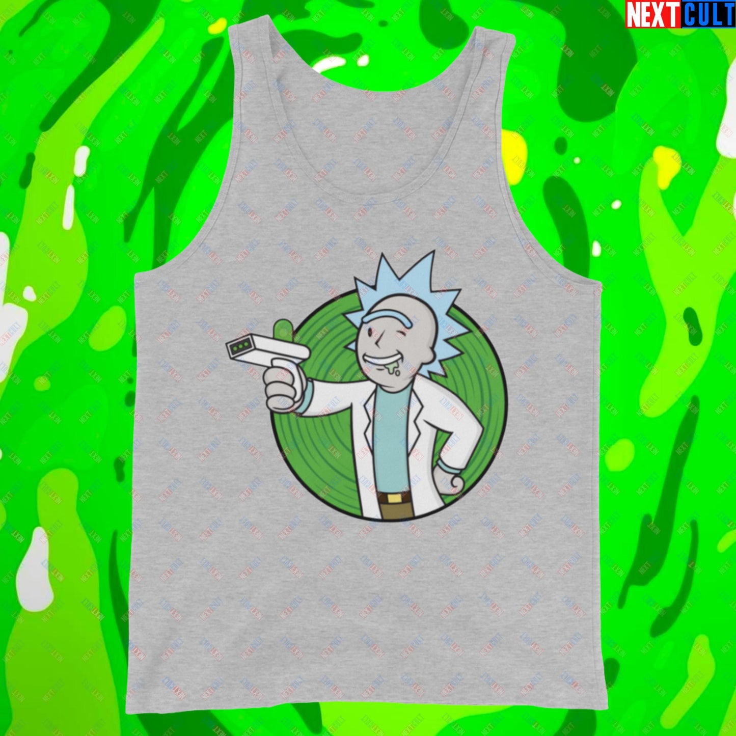 Science Boy Rick and Morty Vault Boy Fallout Funny Meme Cartoon Mashup Tank Top Athletic Heather Tank Tops Fallout Rick and Morty TV Shows Vault Boy Next Cult Brand