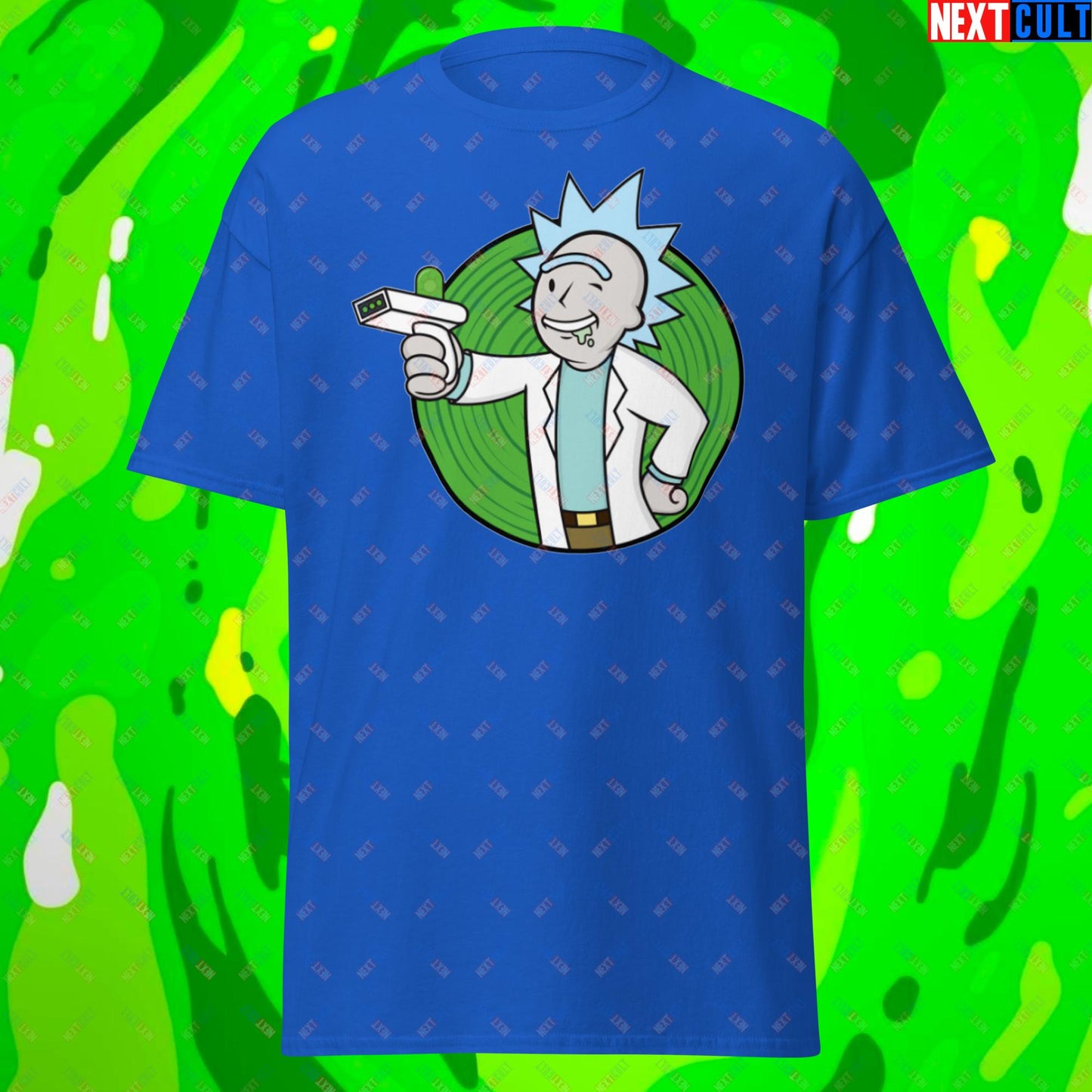 Science Boy Rick and Morty Vault Boy Fallout Funny Meme Cartoon Mashup Unisex classic tee Royal T-shirts Fallout Rick and Morty TV Shows Vault Boy Next Cult Brand