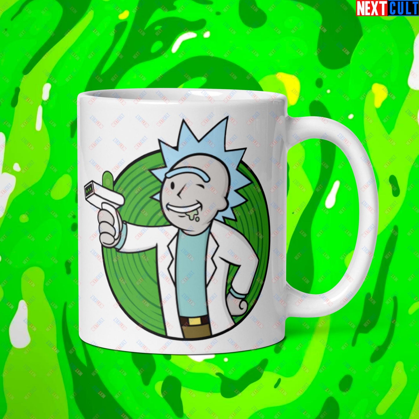 Science Boy Rick and Morty Vault Boy Fallout Funny Meme Cartoon Mashup White glossy mug Default Title Mugs Fallout Rick and Morty TV Shows Vault Boy Next Cult Brand