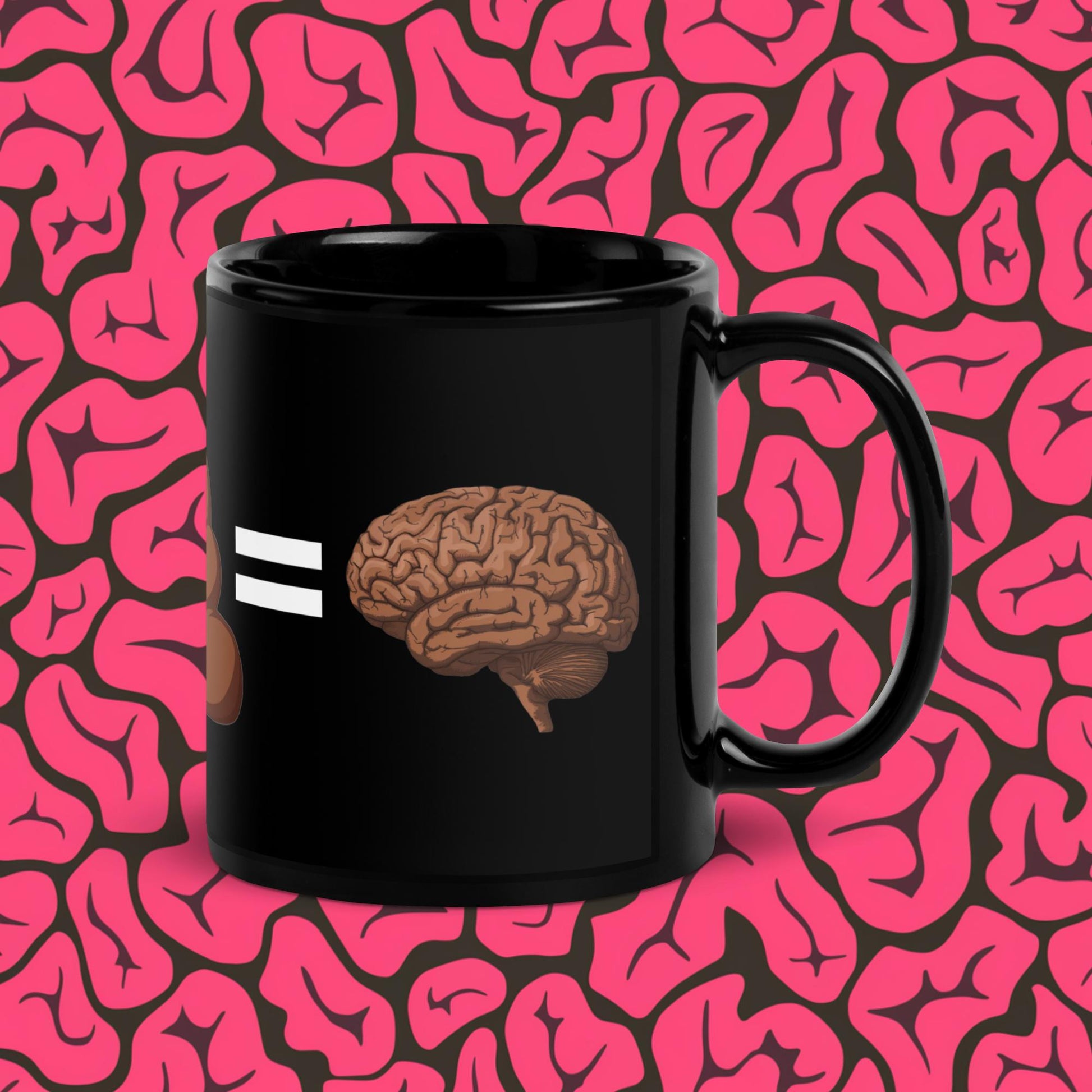Shit For Brains Funny Math Equation Black Glossy Mug Next Cult Brand